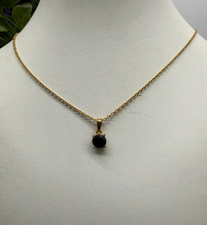 Black Onyx Round Pendant in 18K Gold Vermeil – Protection, Grounding & Inner Strength Crystal Wellness