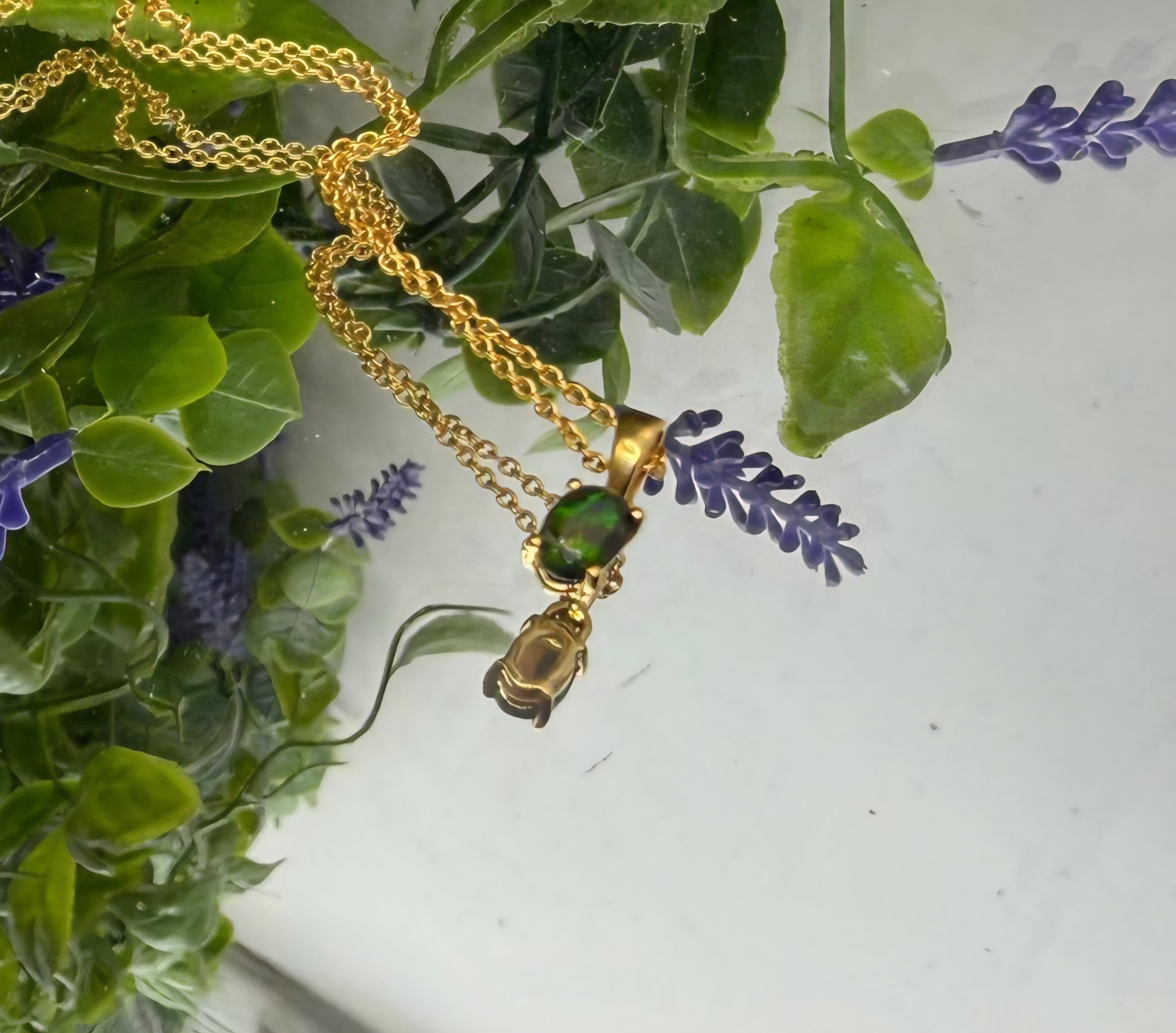 Celestial Shadow — Chalama Black Opal Pendant (18K Gold Vermeil) Crystal Wellness