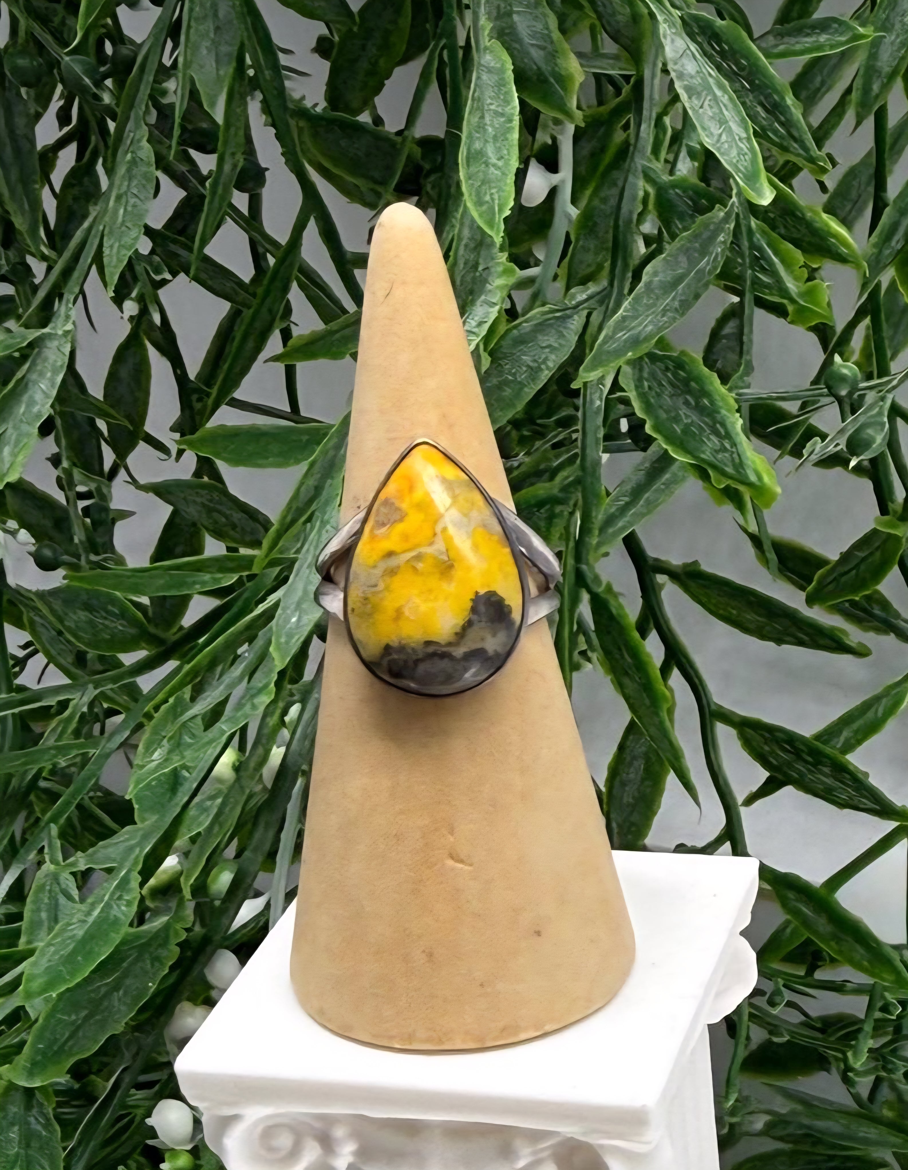 Bumblebee Jasper 925 Sterling Silver Ring Size 8 (Stone of Joy & Personal Power) Crystal Wellness