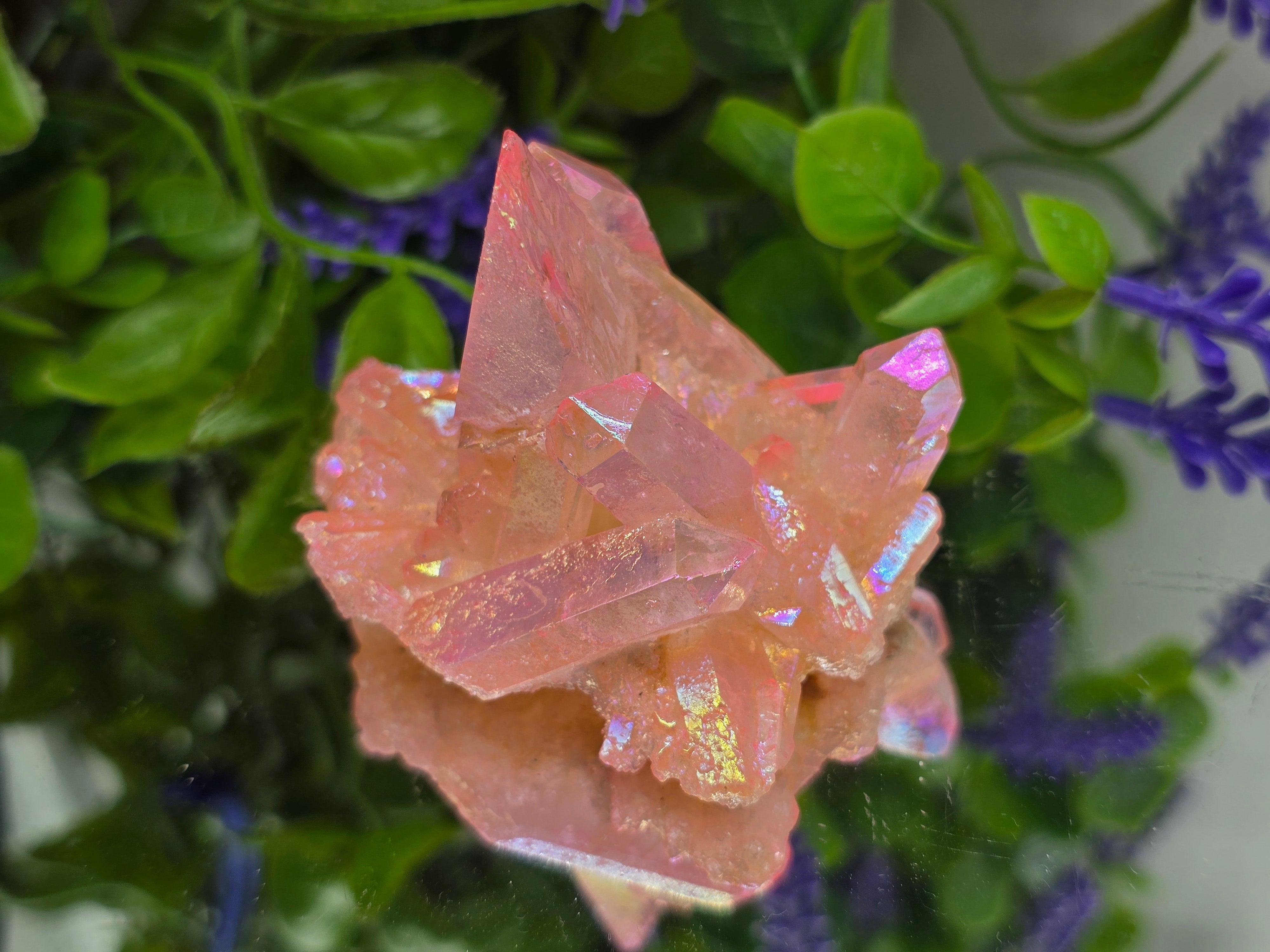 🌸 Rose Aura Quartz Cluster — Stone of Love, Emotional Healing & Divine Connection Crystal Wellness