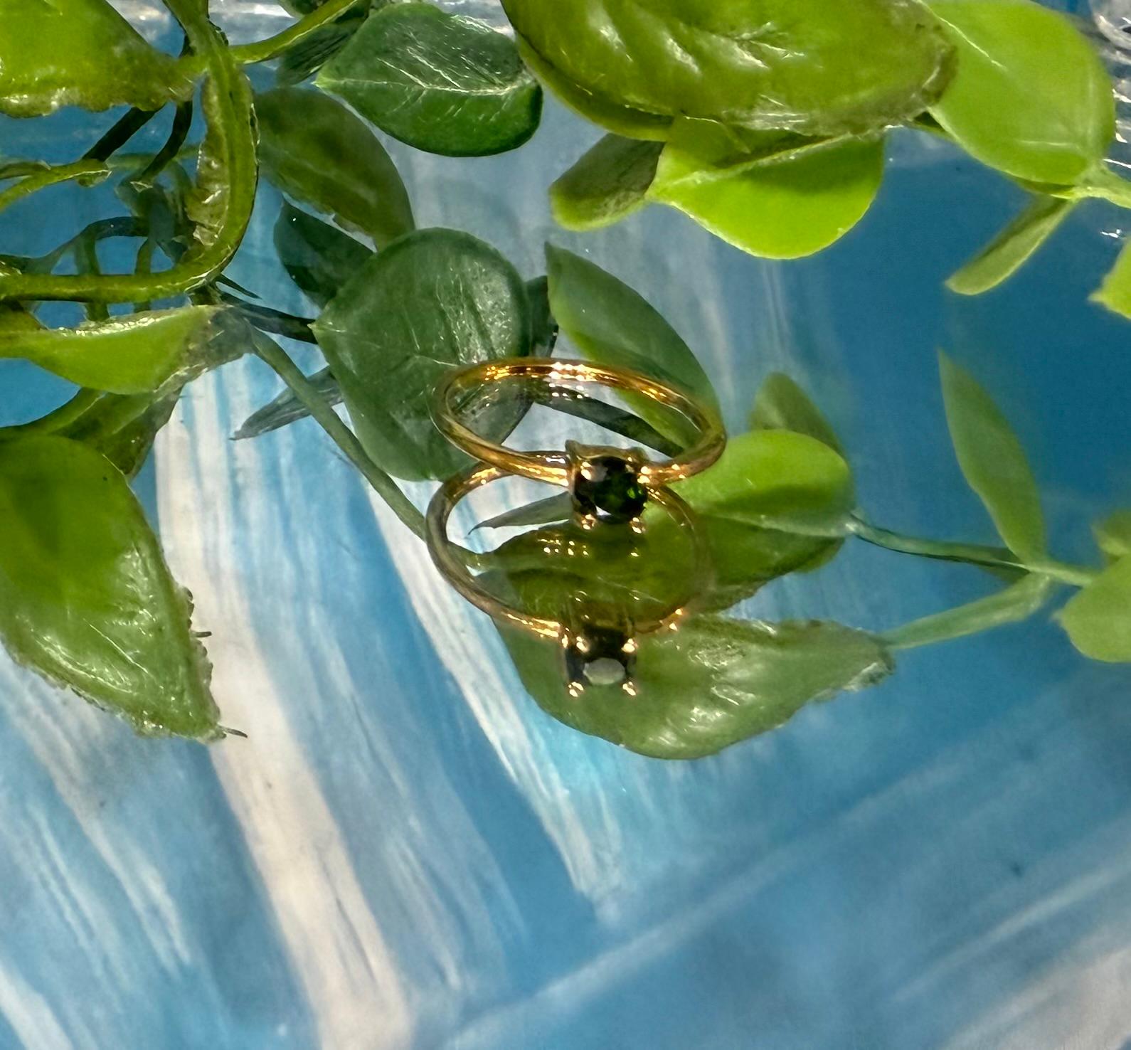 Chrome Diopside Solitaire Ring in 18ct Gold Vermeil – Size 5 (Stone of Healing, Abundance, and Heart Awakening) Crystal Wellness