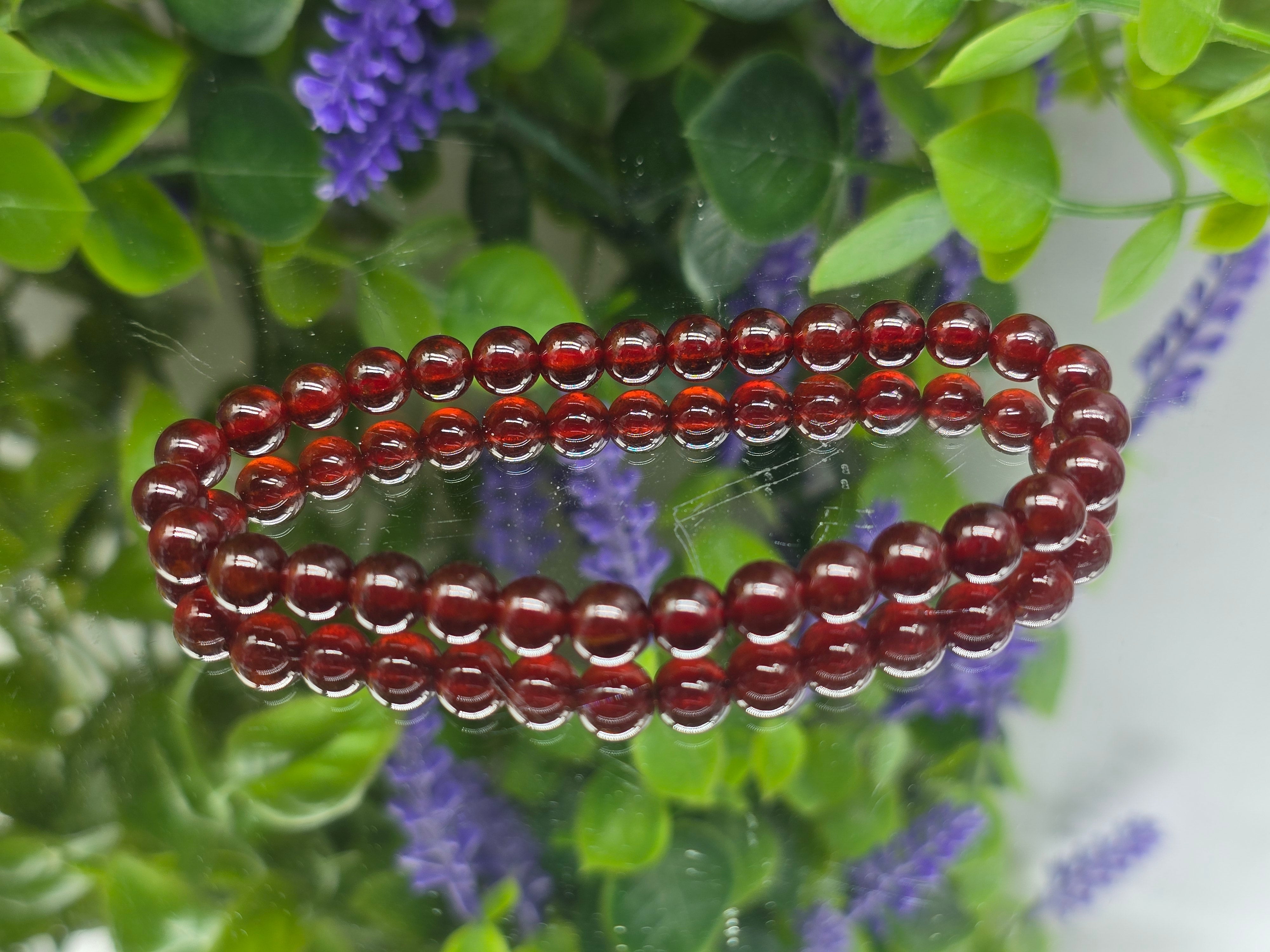 Highest Quality of Natural Garnet 6mm Beads Bracelet (Stone of Passion, Strength & Vitality) Crystal Wellness