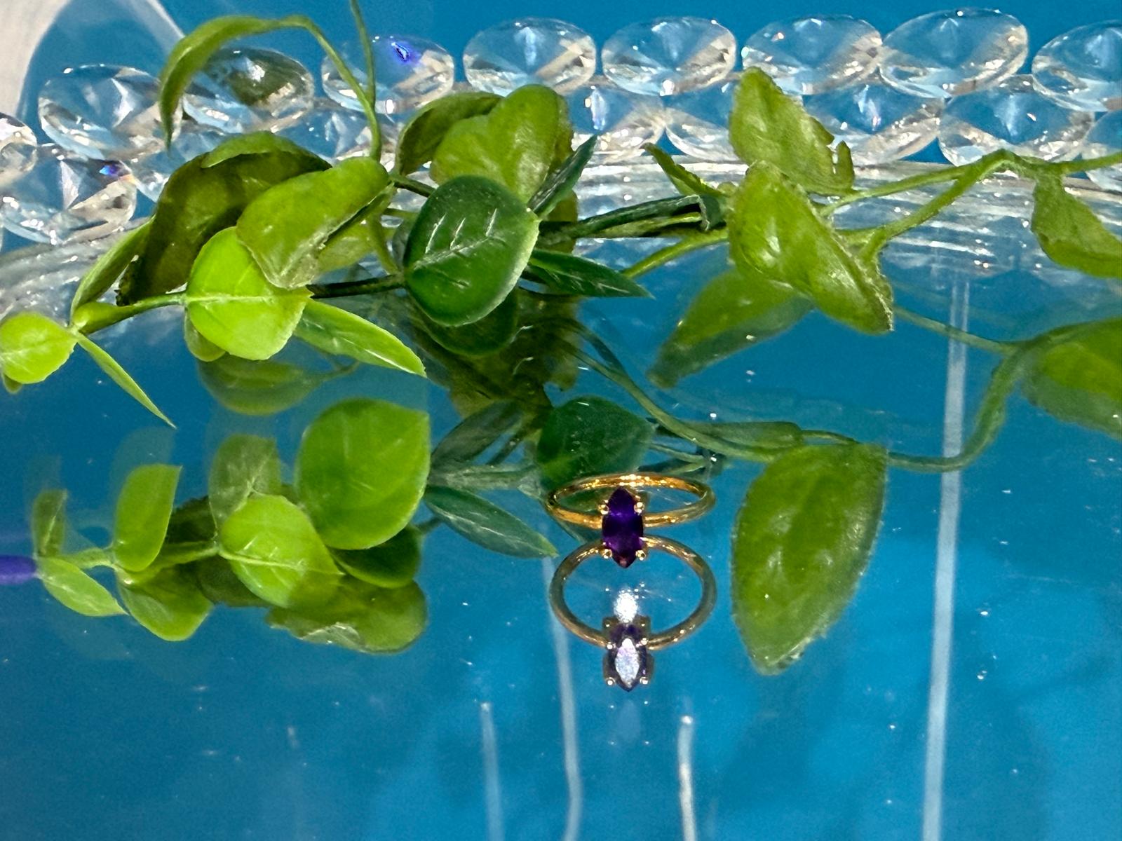 Marquise Cut Amethyst Ring Size 4 in 18ct Gold Vermeil – Stone of Intuition & Divine Protection Crystal Wellness