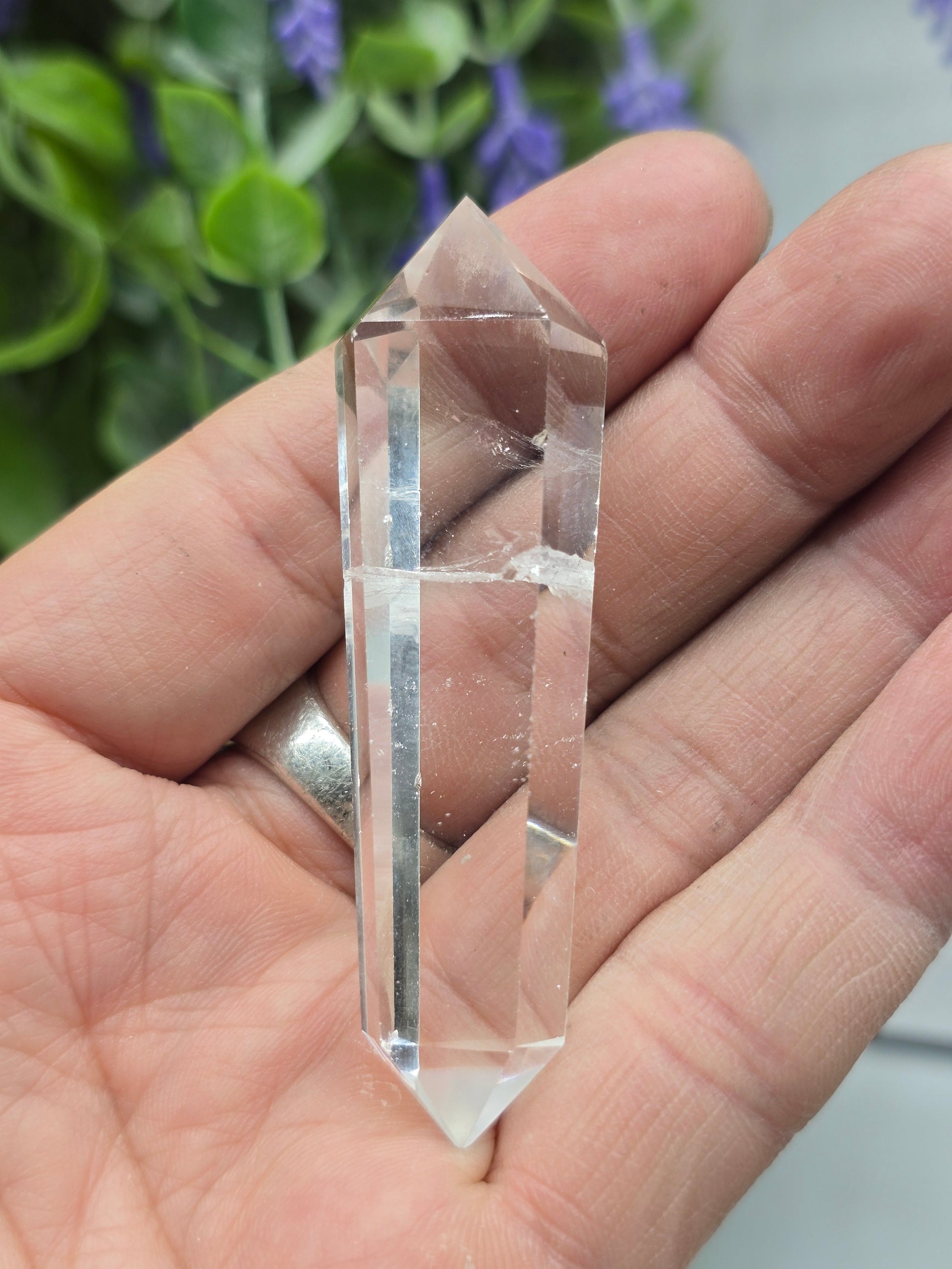 Premium Brazilian Clear Quartz Double-Terminated Crystal Point | High-Grade Polished Quartz Wand | Stone of Clarity, Amplification & Divine Light Crystal Wellness