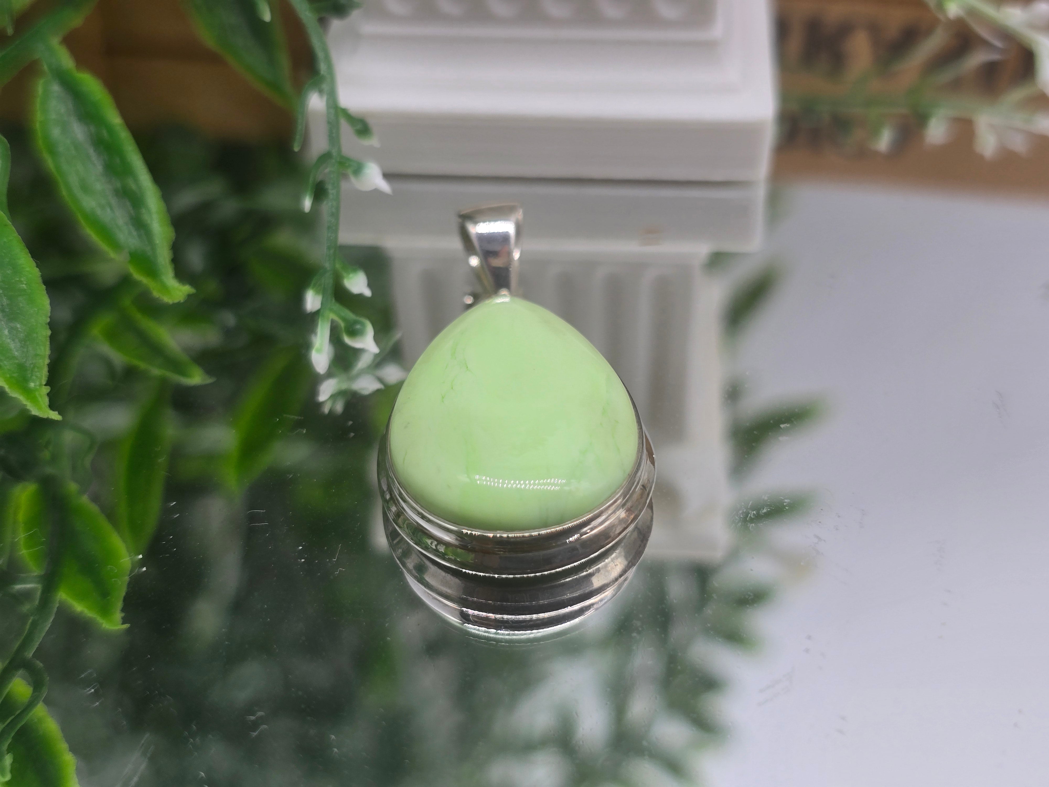 Lemon Chrysoprase 925 Sterling Silver Pendant – Joy, Renewal & Positivity Crystal Crystal Wellness