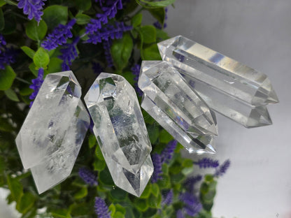 Premium Brazilian Clear Quartz Double-Terminated Crystal Point | High-Grade Polished Quartz Wand | Stone of Clarity, Amplification & Divine Light Crystal Wellness