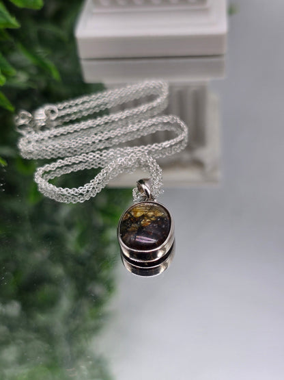 Pallasite Meteorite 925 Sterling Silver Pendant 14x12mm (Stone of Cosmic Rebirth & Celestial Alignment) Crystal Wellness