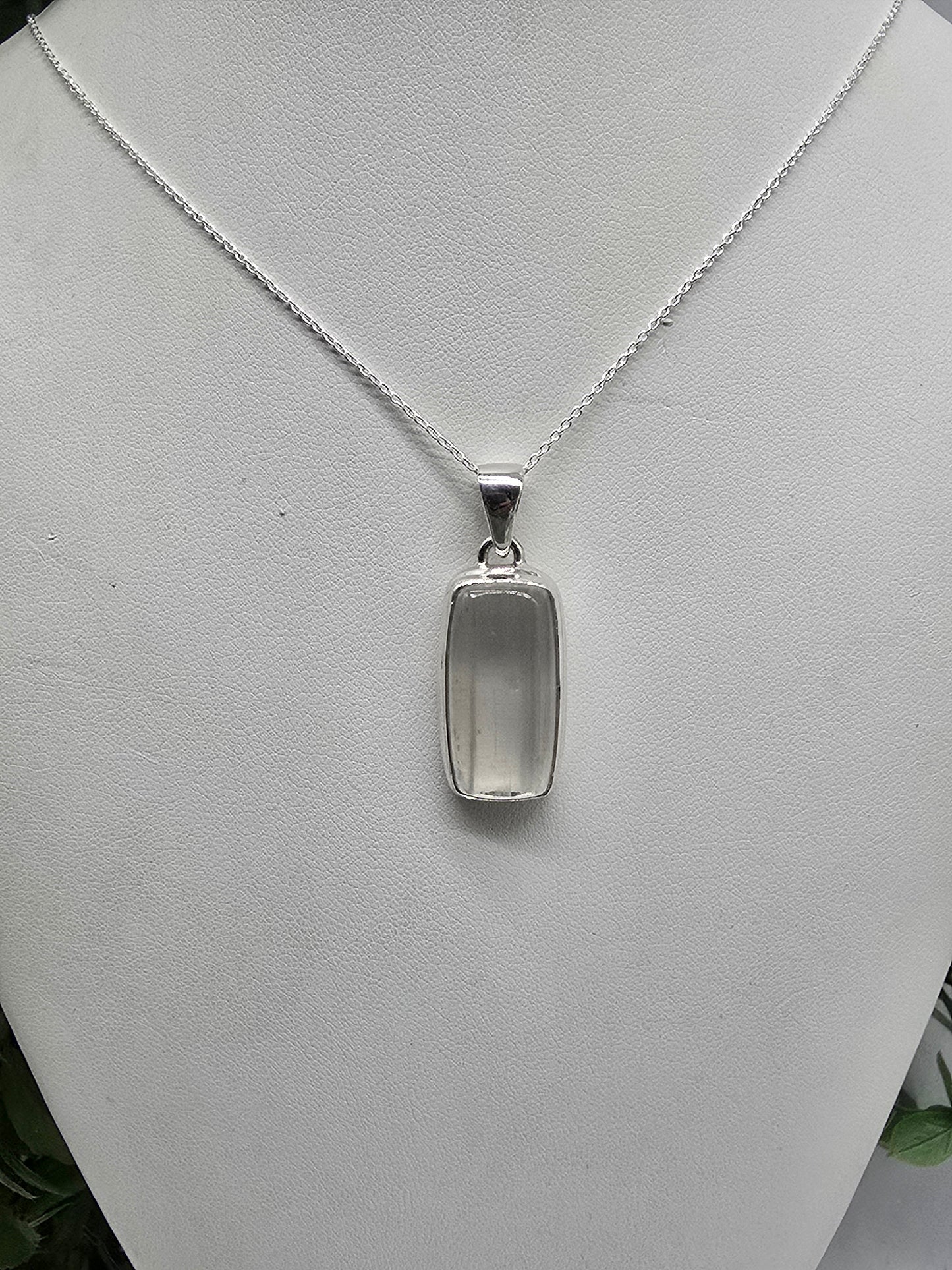 Selenite 925 Sterling Silver Pendant Crystal Wellness