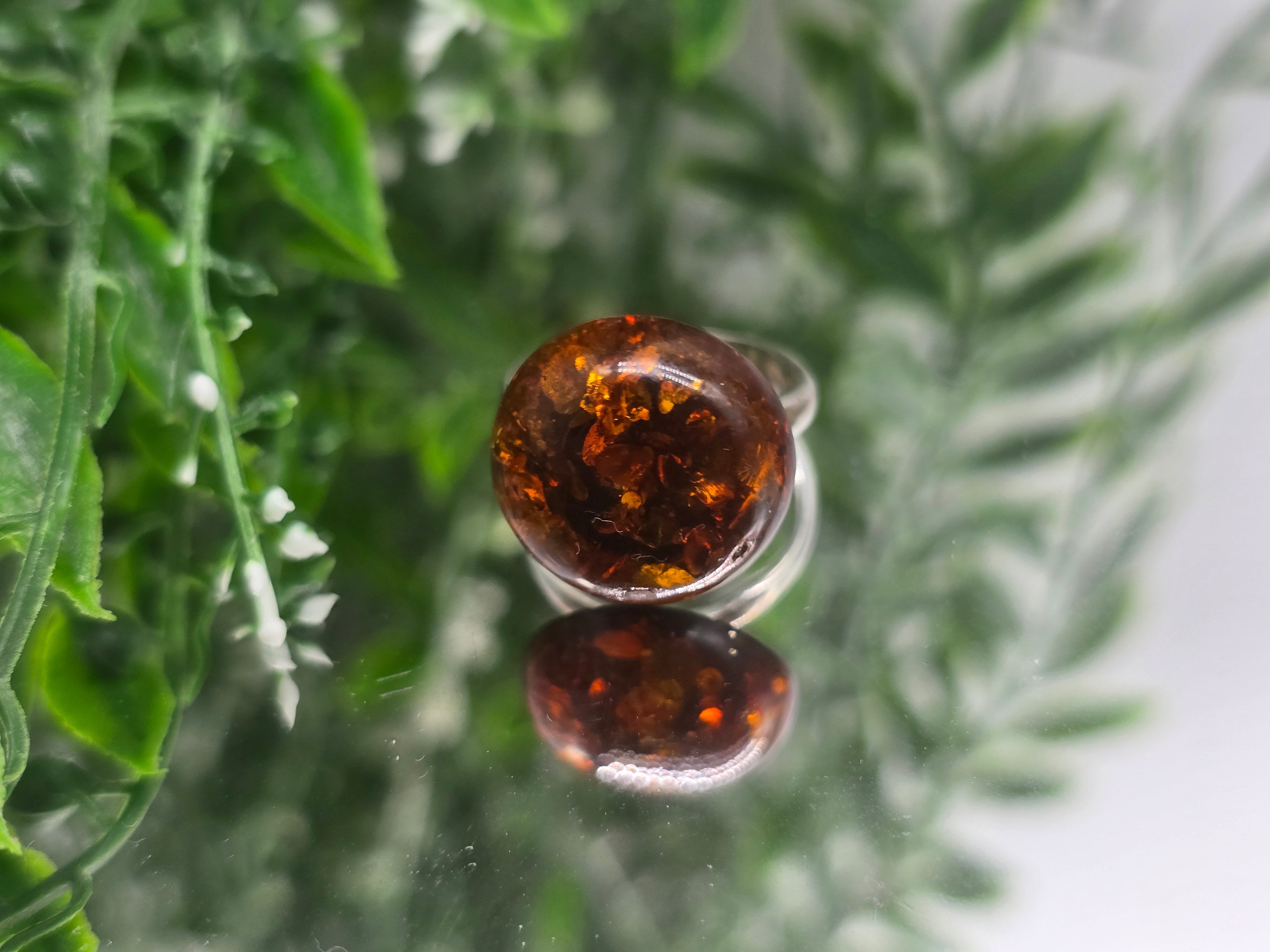 Natural Baltic Amber Ring Size 7 – Healing, Vitality & Emotional Balance Crystal Wellness