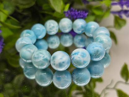 Larimar 14mm Beads Bracelet (Stone of Serenity, Divine Feminine & Ocean Calm)