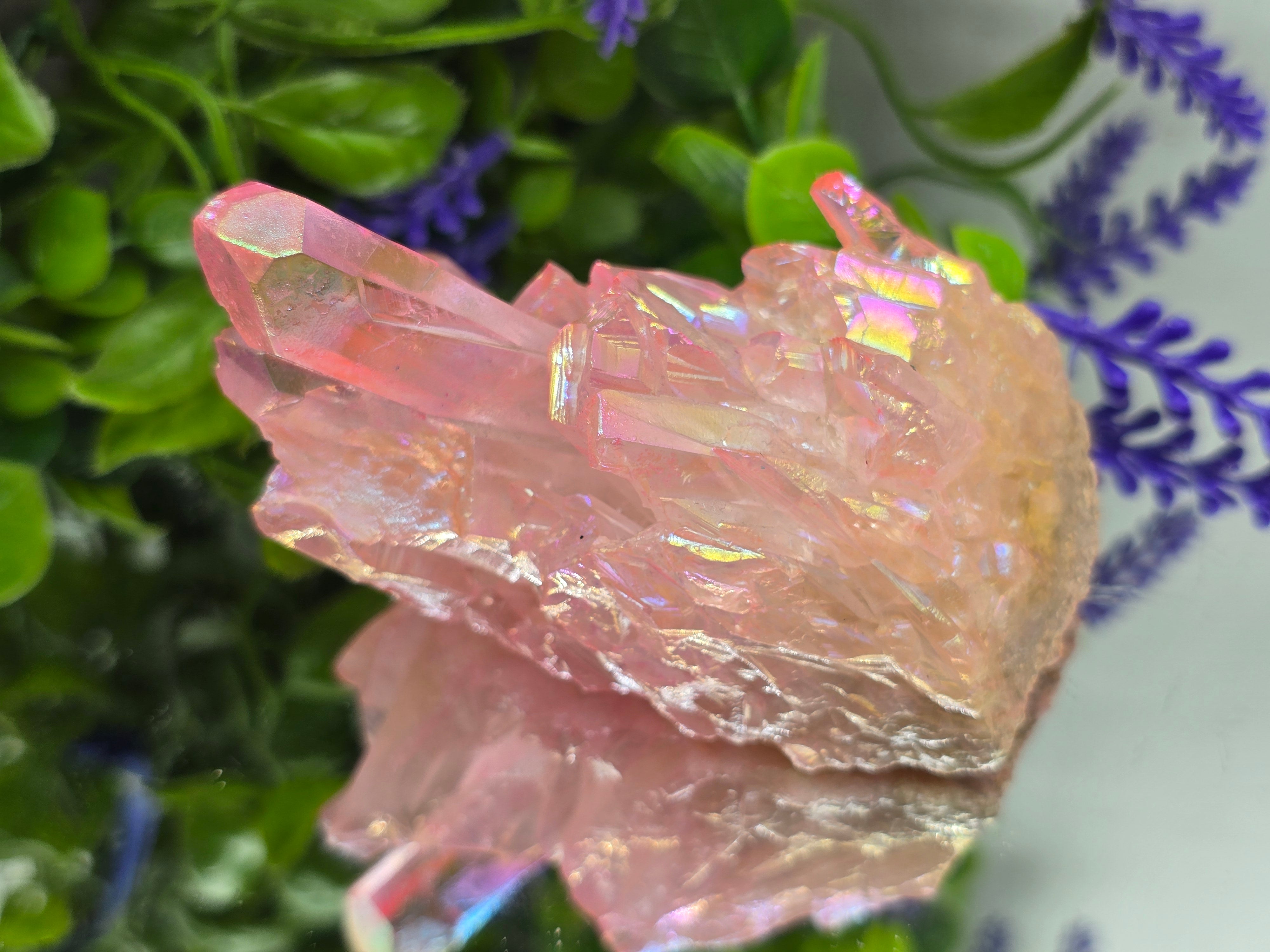 🌸 Rose Aura Quartz Cluster — Stone of Love, Emotional Healing & Divine Connection Crystal Wellness