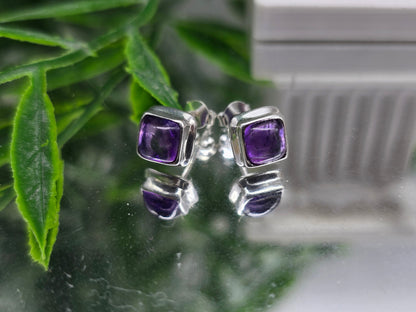 Amethyst 925 Sterling Silver Stud Earrings – Stone Of Calm & Clarity Crystal Wellness