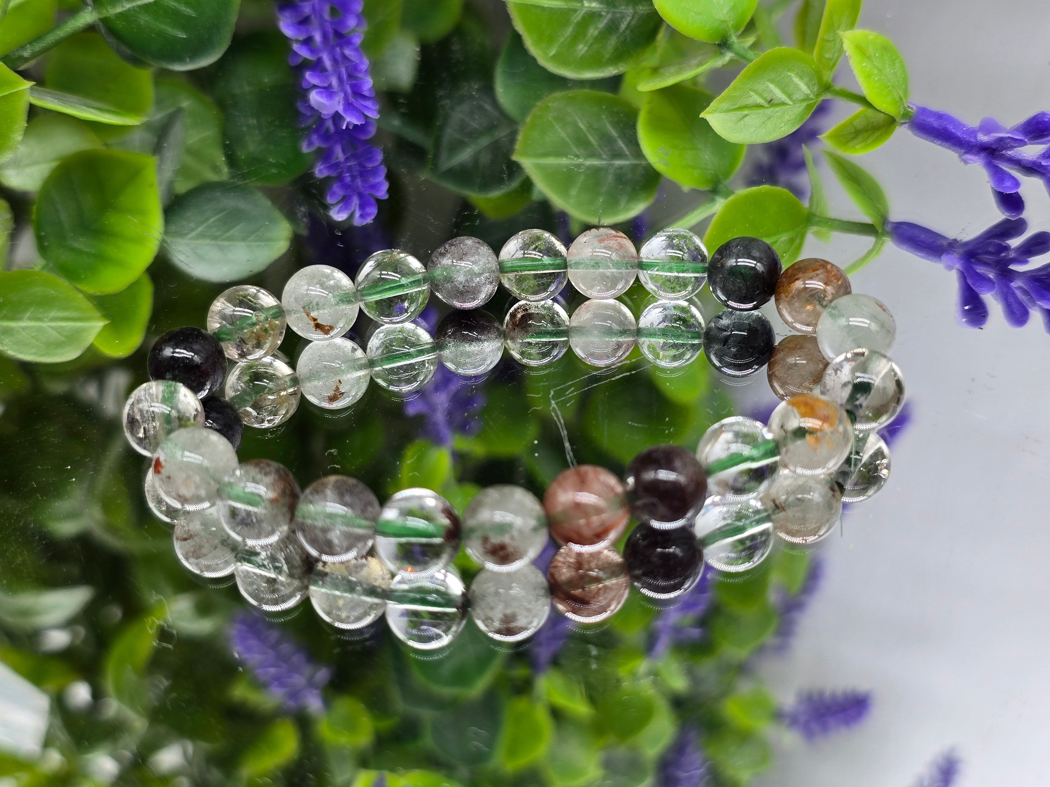 Green Phantom Quartz Beads Bracelet Crystal Wellness