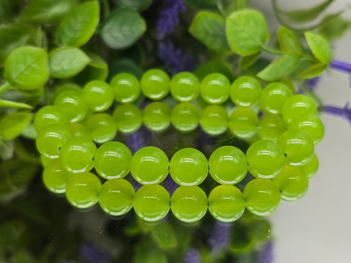 Olive Jade Beads Bracelet Crystal Wellness
