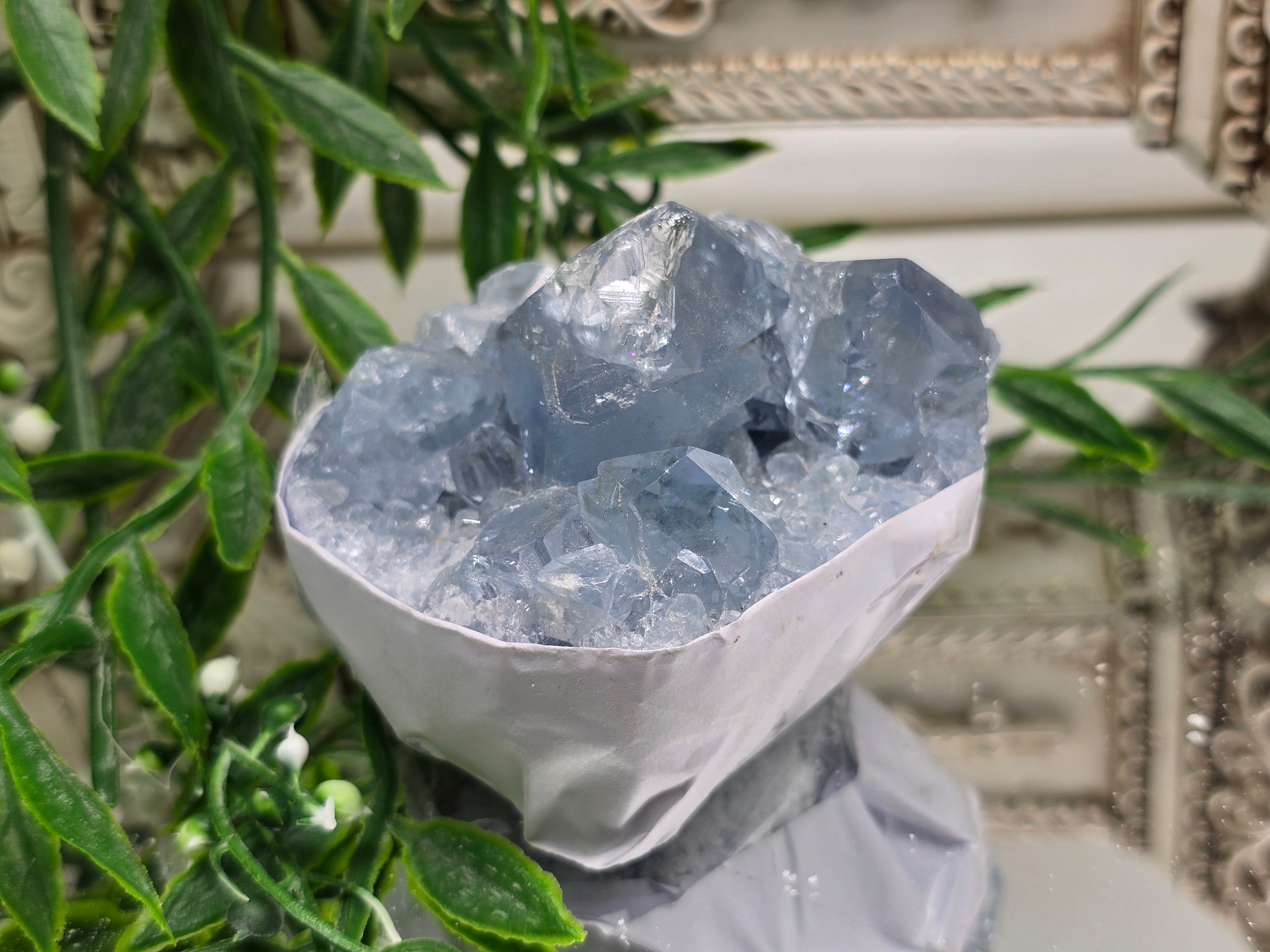 Natural Celestite Cluster – Madagascar | Angelic Communication, Peace & Spiritual Connection Crystal Wellness