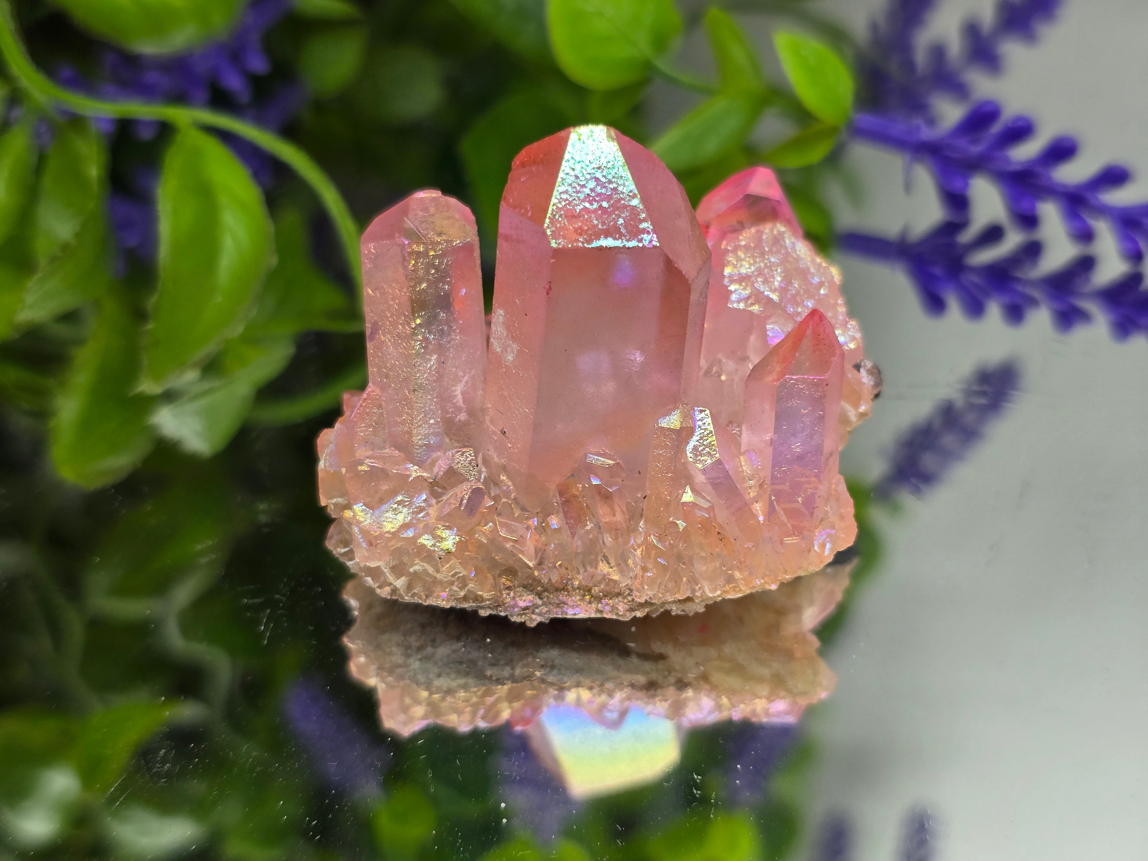 🌸 Rose Aura Quartz Cluster — Stone of Love, Emotional Healing & Divine Connection Crystal Wellness