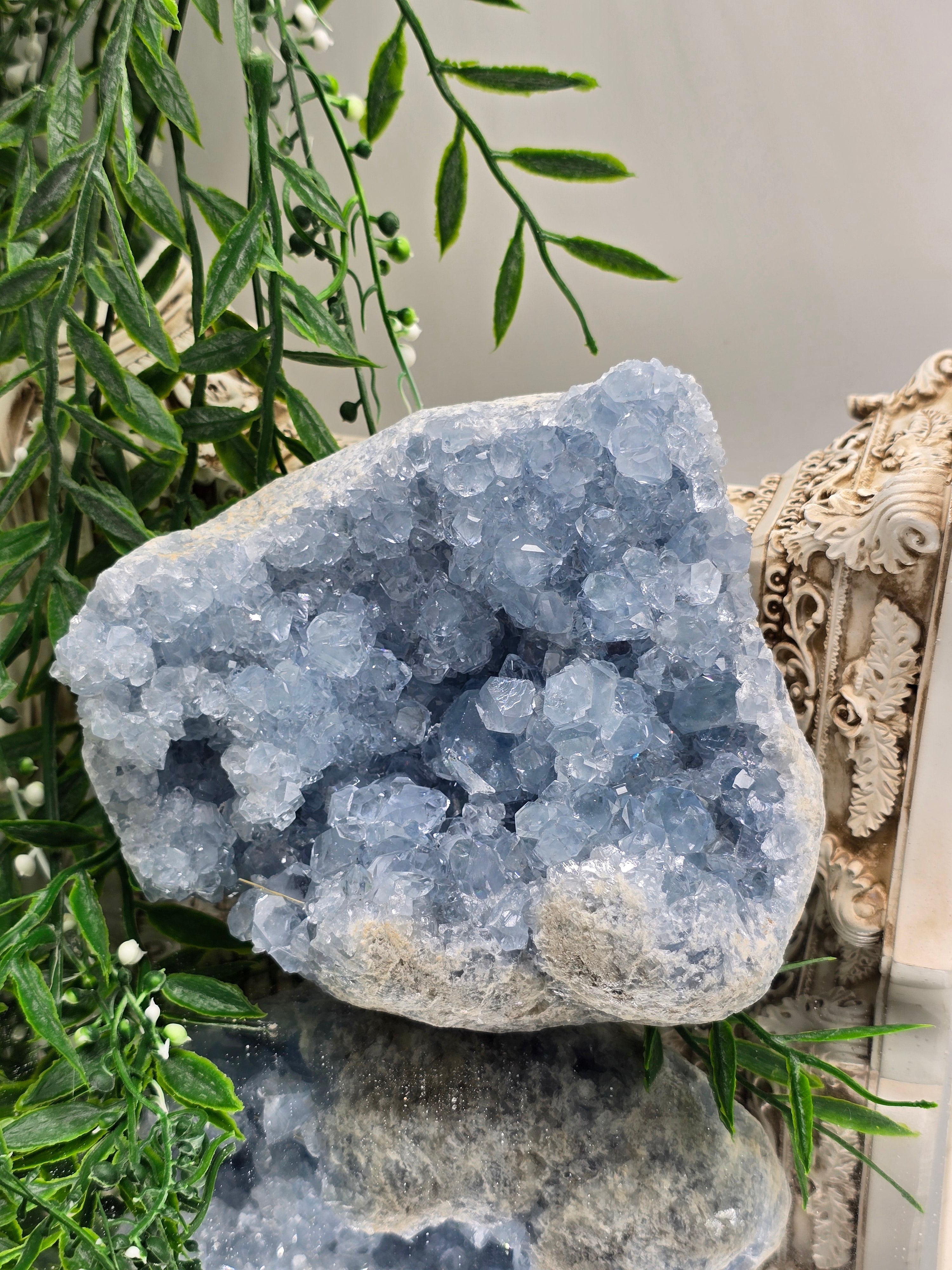 Large Celestite Geode Cluster – Madagascar | Divine Peace, Angelic Connection & Higher Guidance 2.3kgs 15x14x8cm Crystal Wellness