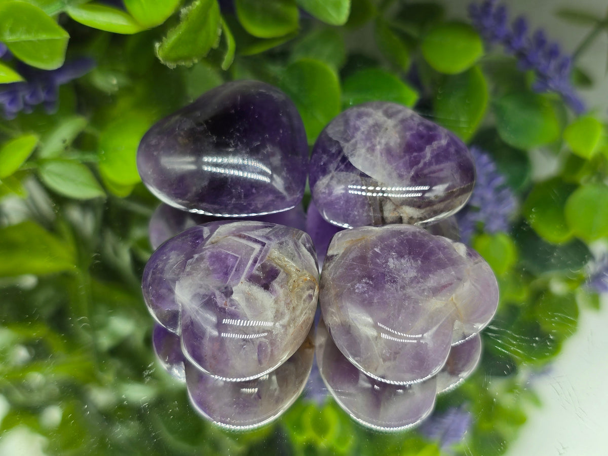 Chevron Amethyst Heart | Stone of Spiritual Wisdom, Inner Peace & Higher Awareness Crystal Wellness