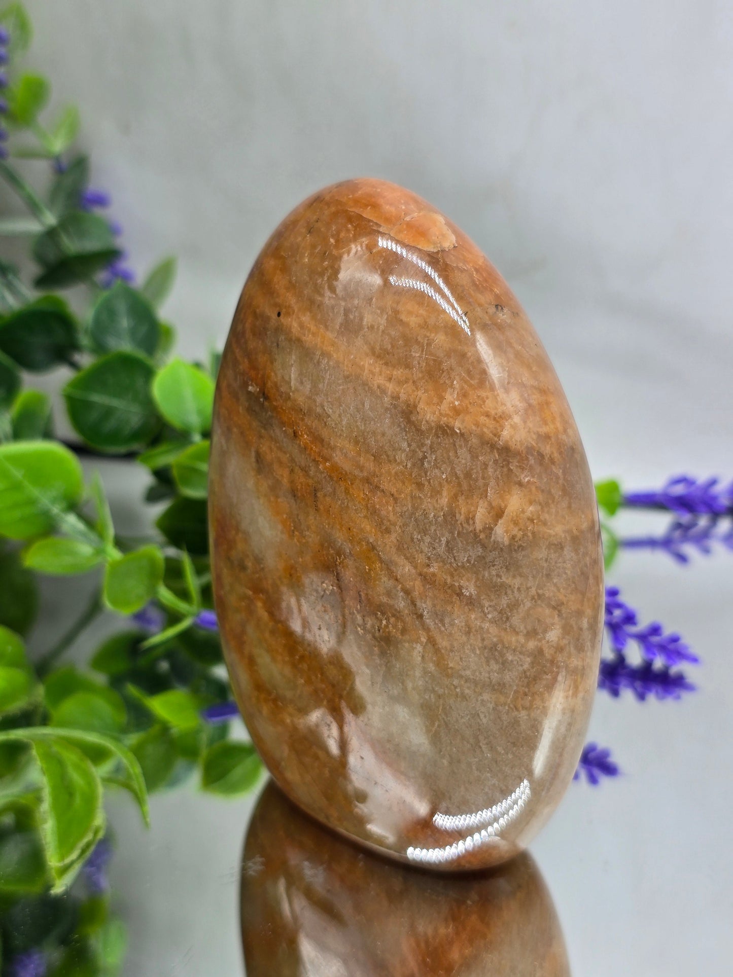 Peach Moonstone Freeform Standing Stone – Madagascan Divine Feminine Healing Crystal | 10.5cm × 7.5cm Crystal Wellness