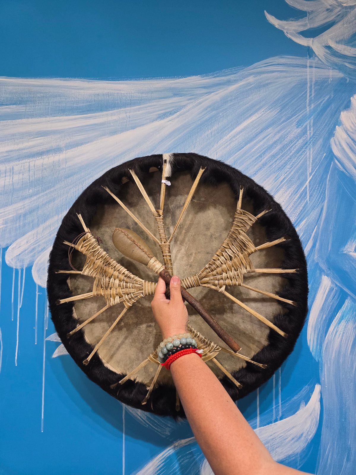 Traditional Animal Hide Shamanic Drum – Stone of Grounding, Ancestral Wisdom & Spiritual Connection Crystal Wellness