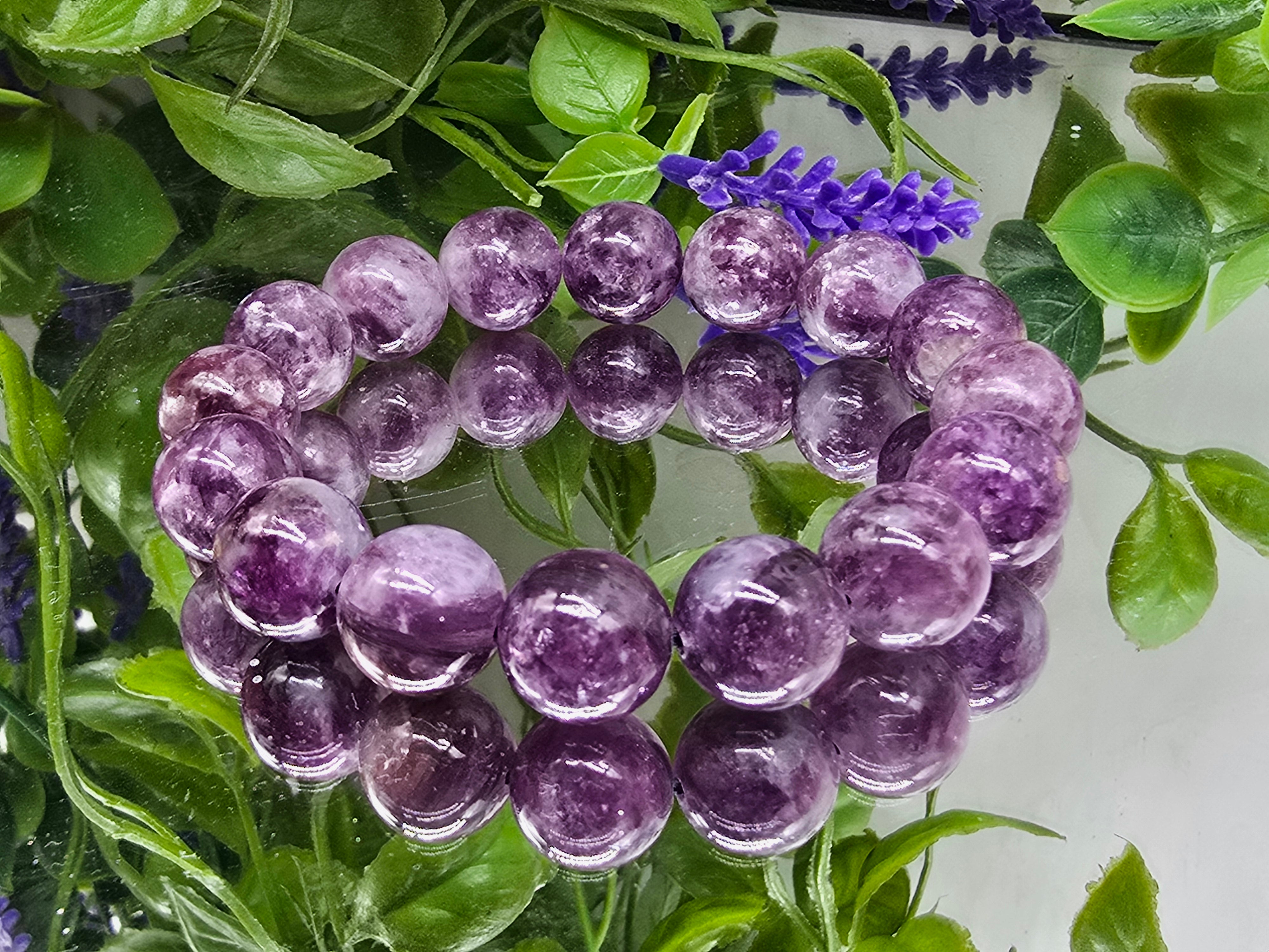 Lepidolite AAA Grade 12mm beads bracelet  Crystal Wellness