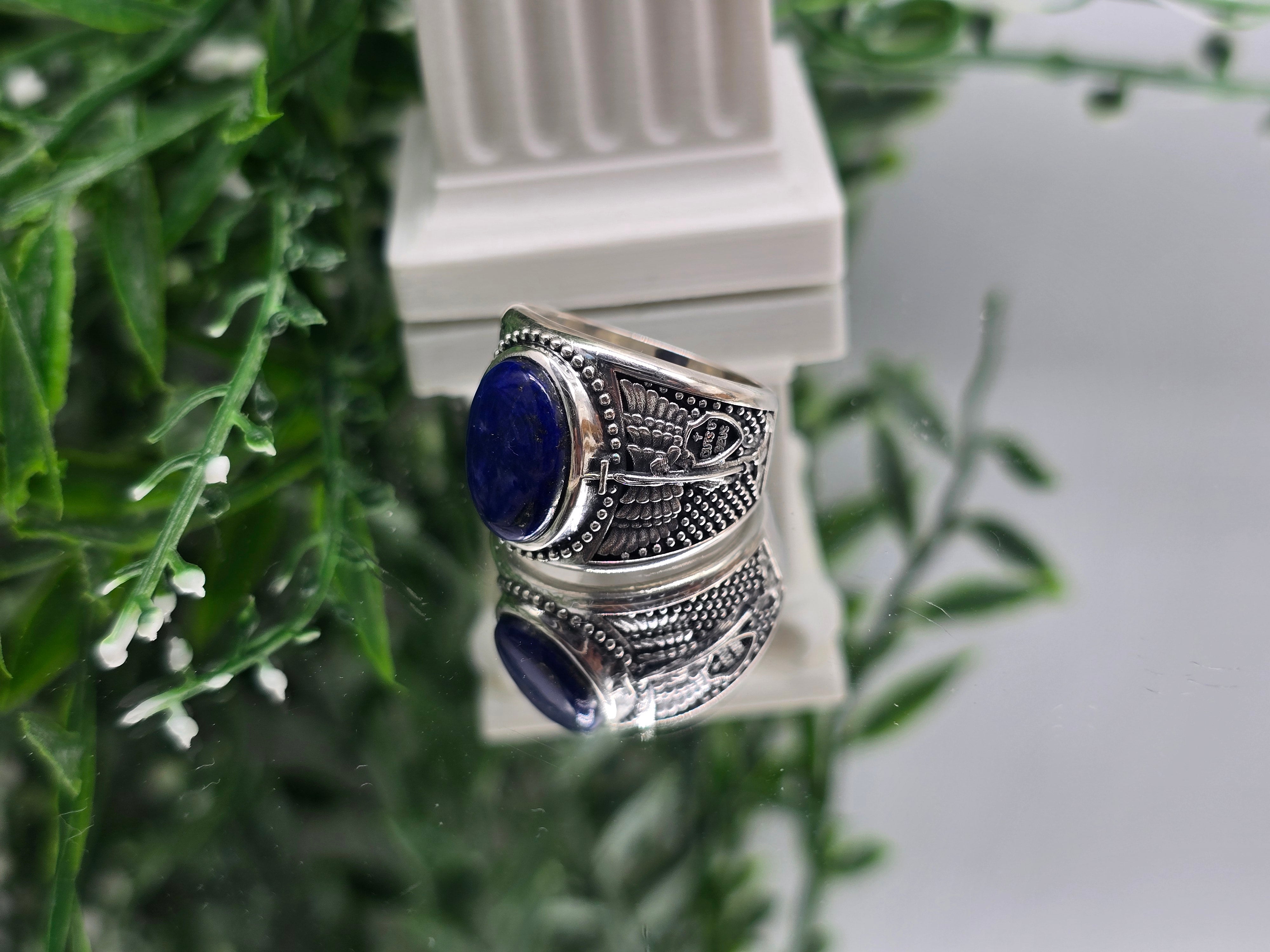 Luxury High-Grade Lapis Lazuli Archangel Michael Protection Ring – 925 Sterling Silver | Divine Shield, Truth & Spiritual Authority Crystal Wellness