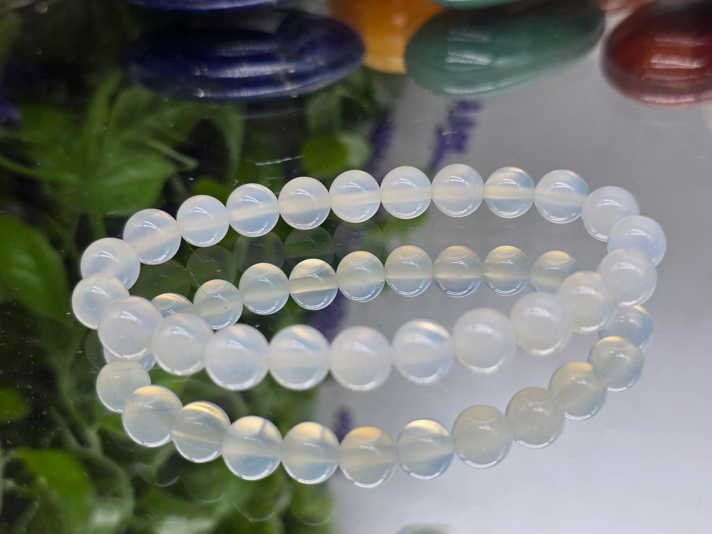 White Agate Bead Bracelet (Stone of Peace & Gentle Protection) Crystal Wellness
