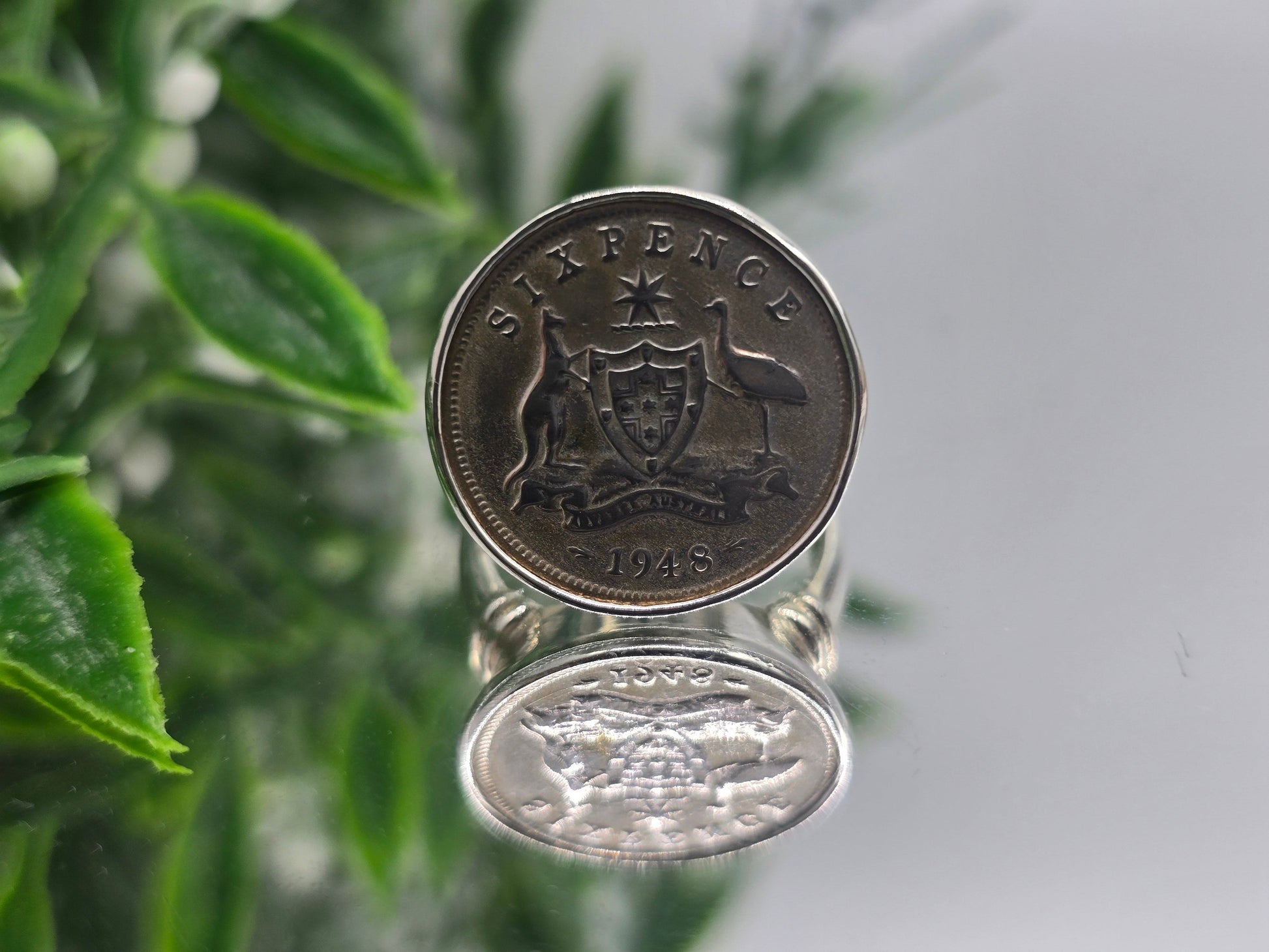 Memorable Australian Six Pence 1948 Silver Ring – Size 7.5 Crystal Wellness