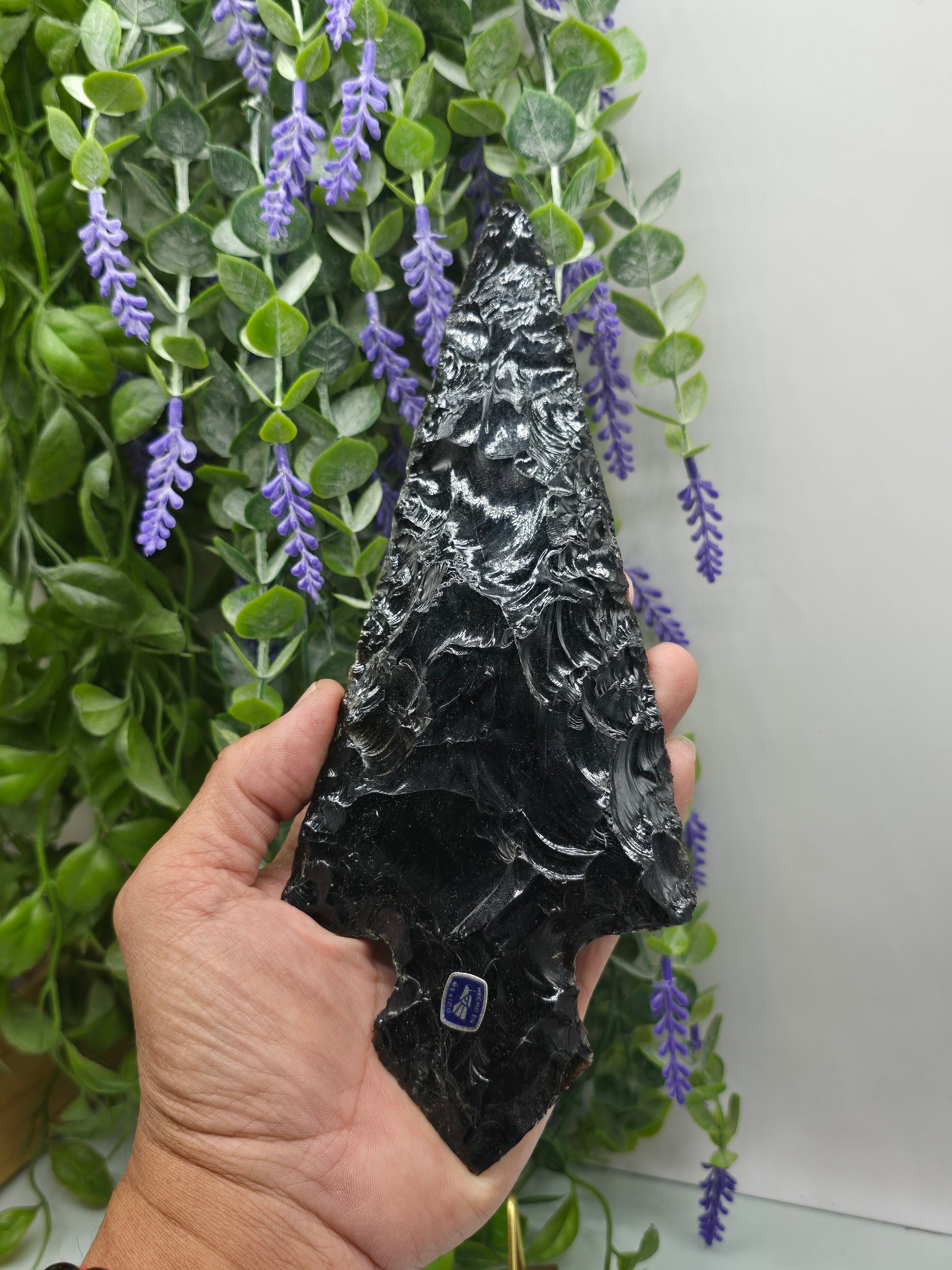 Premium Mexican Black Obsidian Spearhead Dagger – 23.5 × 10 cm | Protection, Grounding and Inner Strength Crystal Wellness