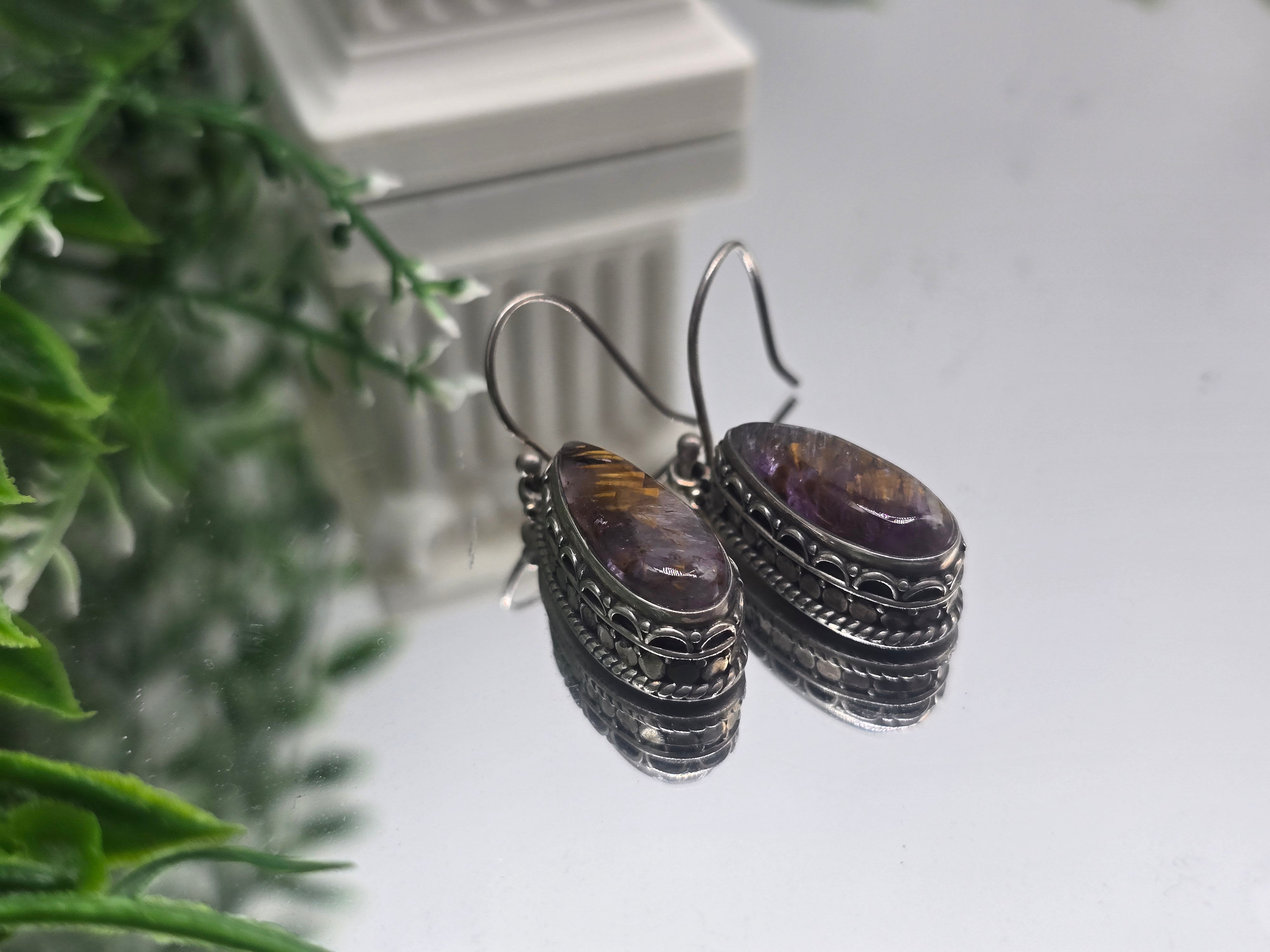 ✨ Super Seven Teardrop Earrings – 19×9mm | Sterling Silver 925 Crystal Wellness