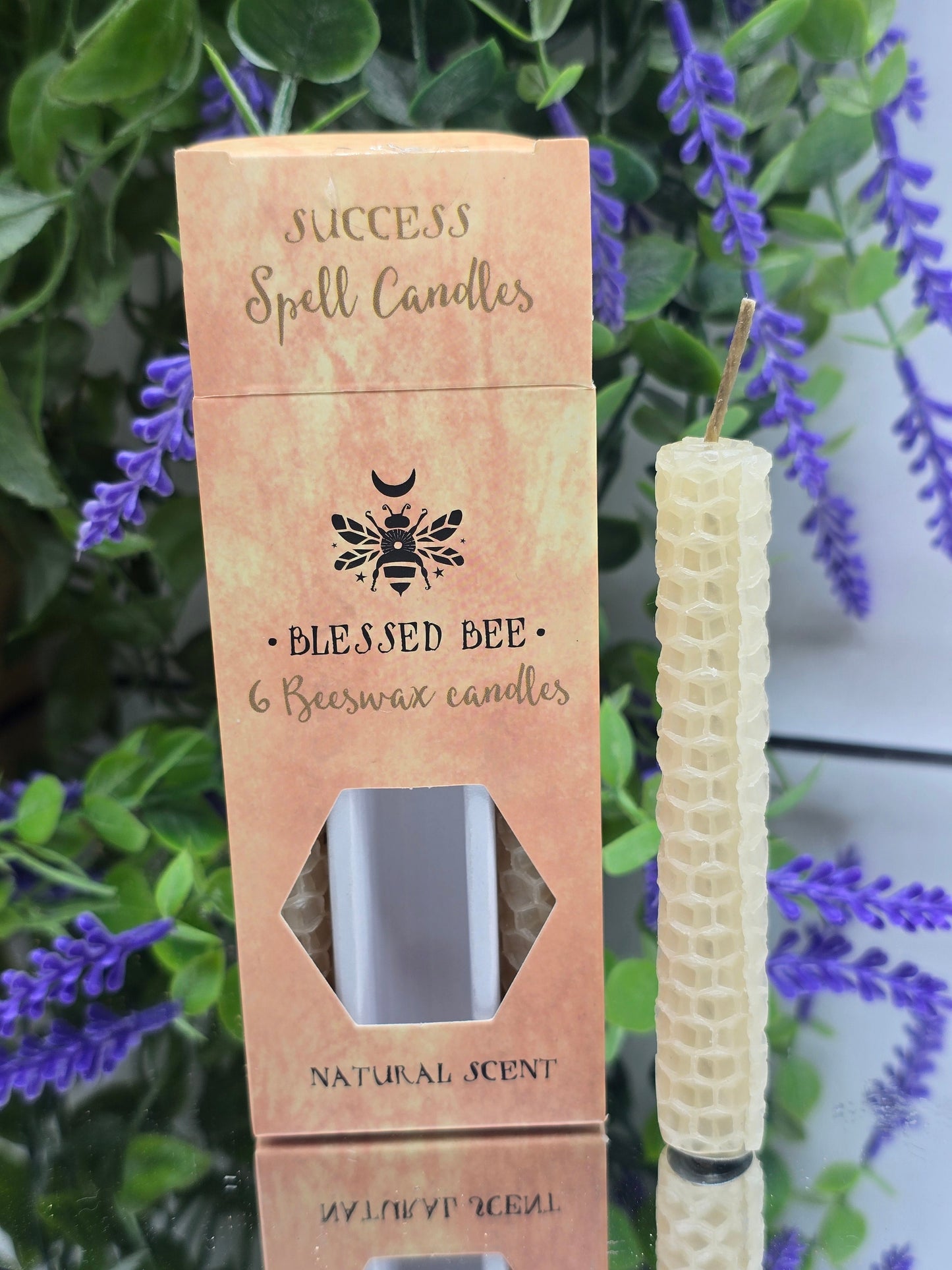 Blessed Bee Success Spell Candles – Natural Beeswax Ritual Candles (Pack of 6) Crystal Wellness