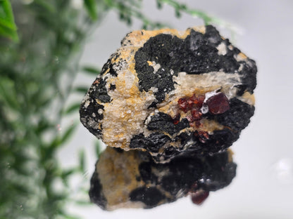Rare Red Zircon Crystals in Feldspar & Quartz Matrix with Biotite 53x44x33mm 82g Crystal Wellness