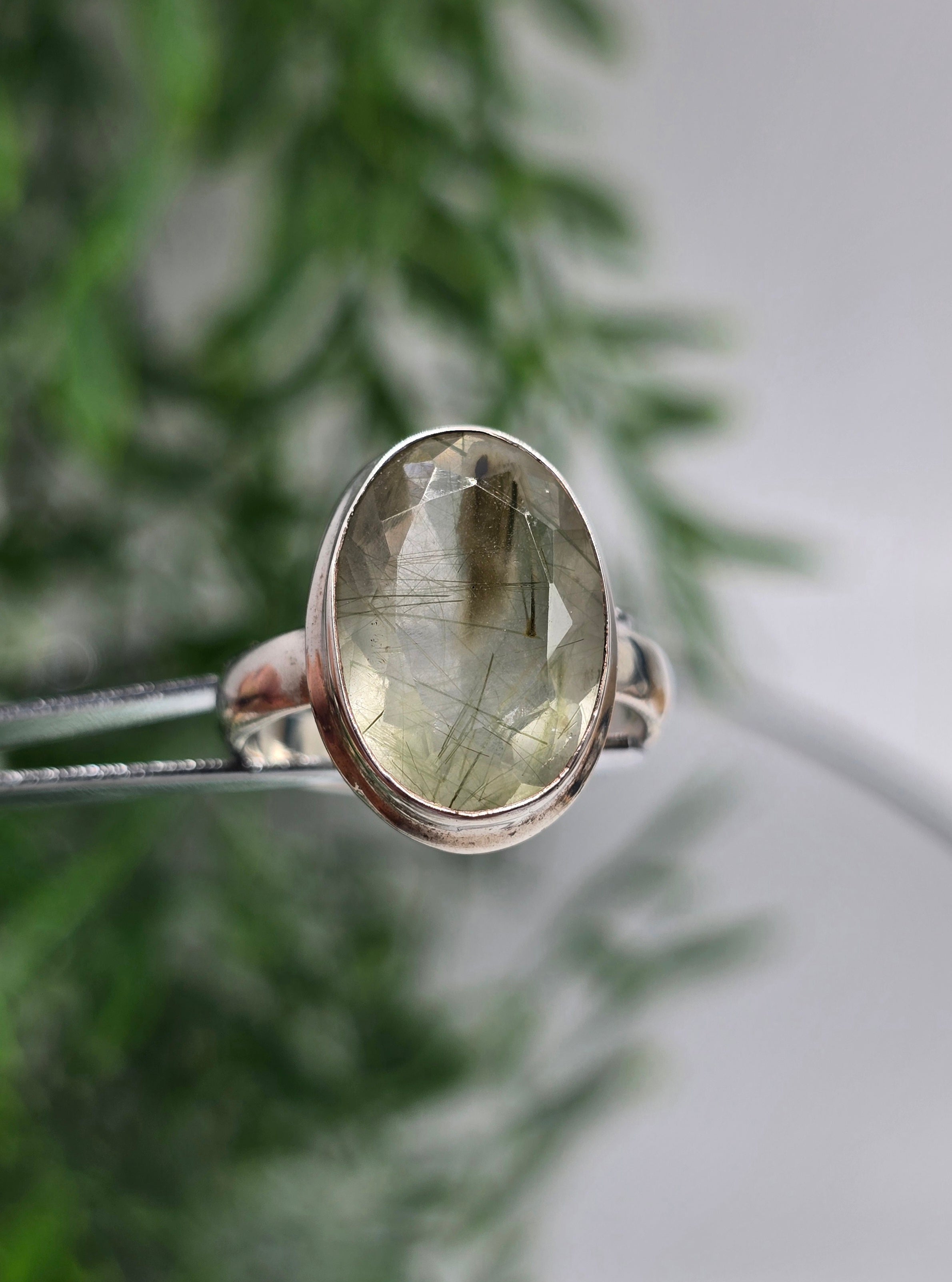 💚 Green Phantom Rutile in Quartz 925 Sterling Silver Ring – Size 8.5 | Stone of Spiritual Growth, Healing & Manifestation Crystal Wellness