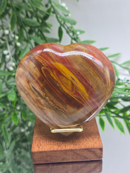 Petrified Wood Heart – Madagascar | 369g (Stand Included) Crystal Wellness