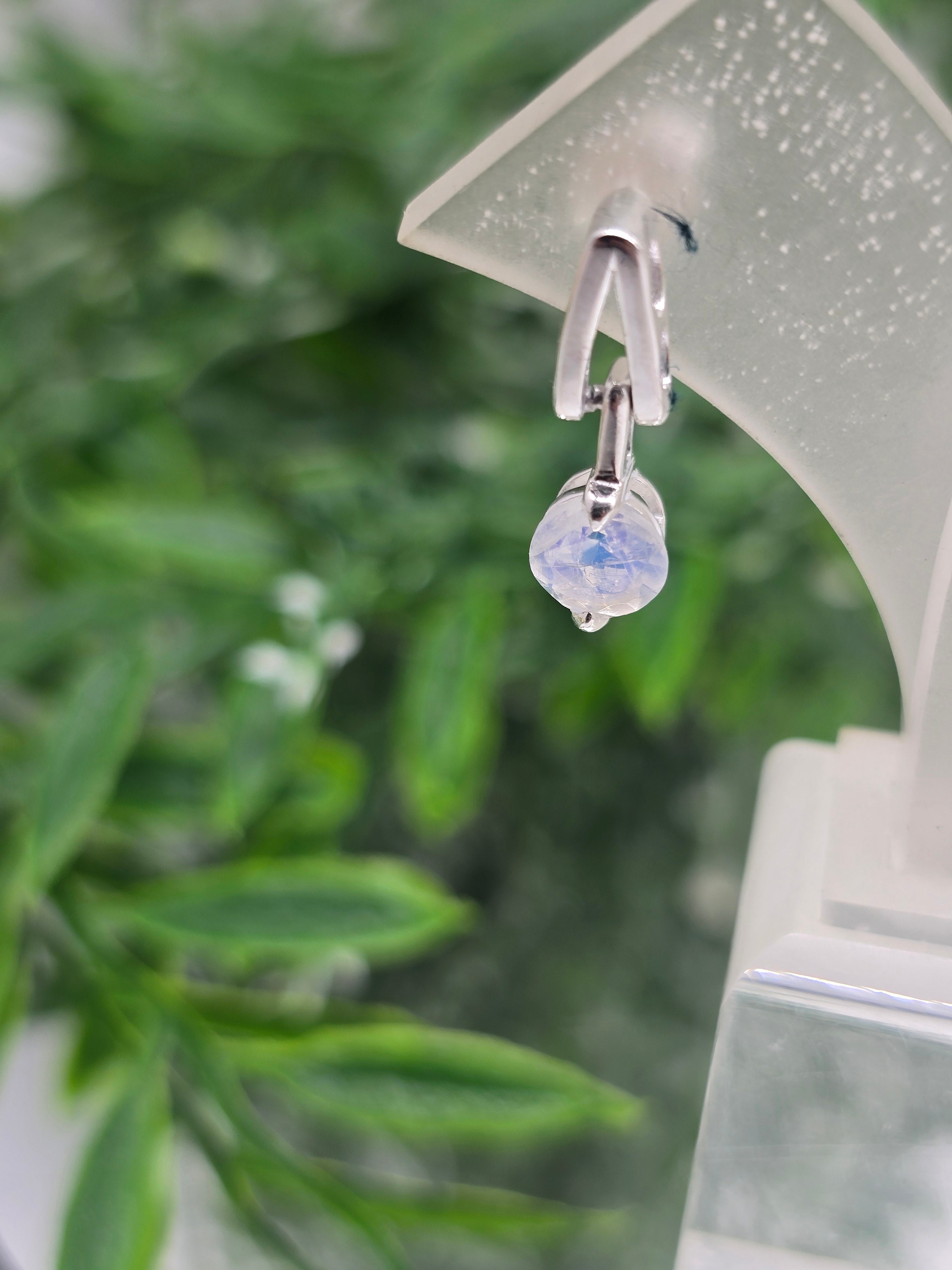 Moonstone Dangling Stud Earrings – Sterling Silver Elegance Crystal Wellness