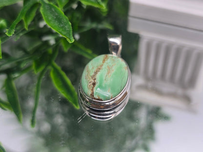 Variscite Tranquility Pendant 22x16mm – 925 Silver Chain Included Crystal Wellness