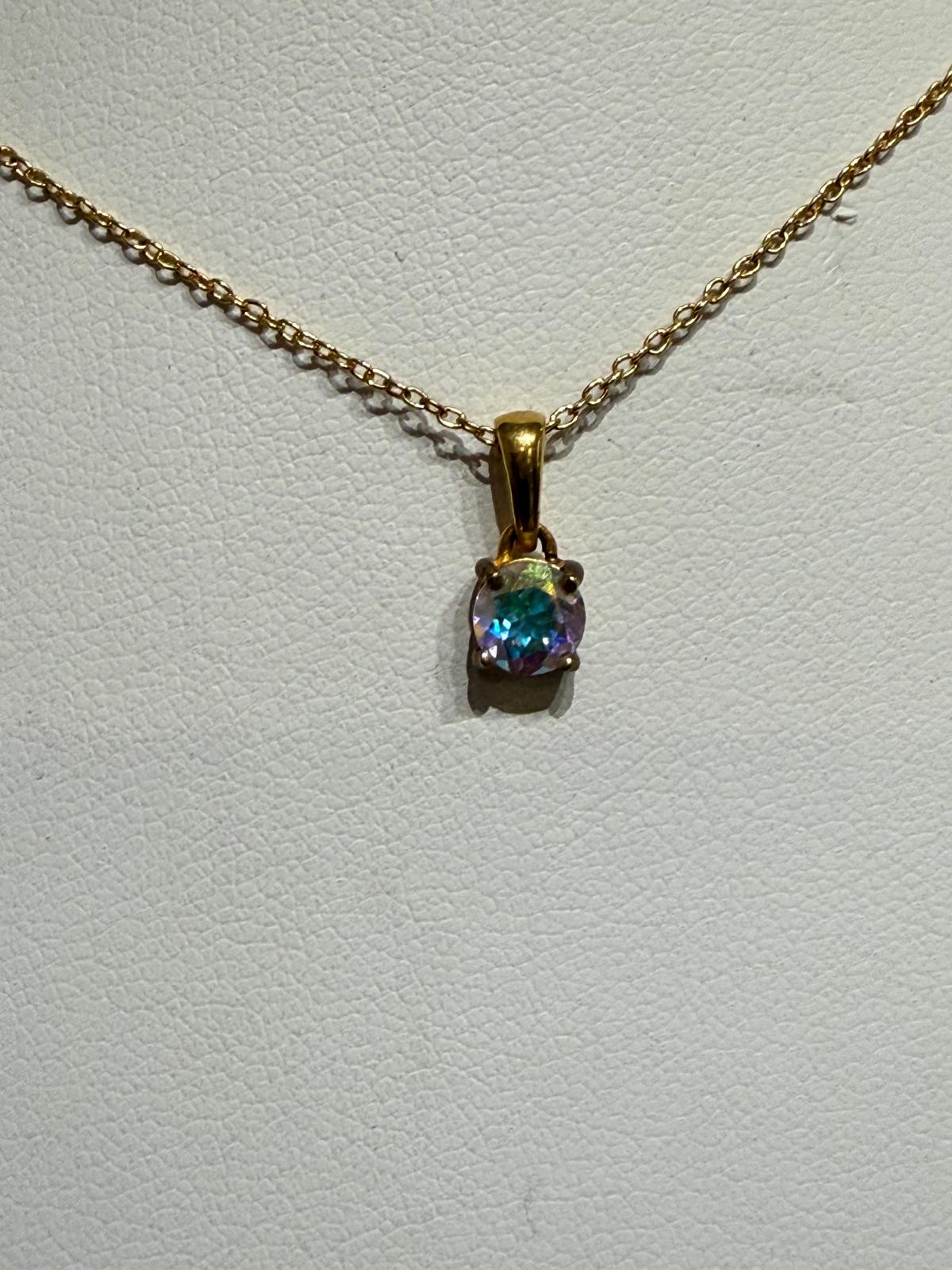 Celestial Prism — Mercury Mystic Topaz Round Pendant in 18K Gold Vermeil Crystal Wellness