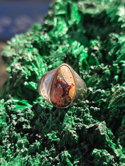 Genuine Natural Mexican Fire Opal Ring in Solid 925 Sterling Silver – Size 8 (Stone of vitality, inspiration, and personal empowerment) Crystal Wellness