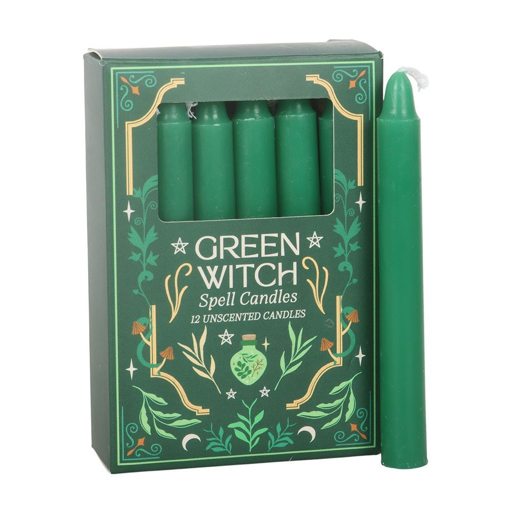 Green Witch 12pk Spell Candles Crystal Wellness