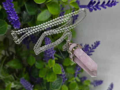 High-Grade Double Terminated Kunzite Point Pendant Necklace in 925 Sterling Silver 💗 Stone of Divine Love & Emotional Healing Crystal Wellness