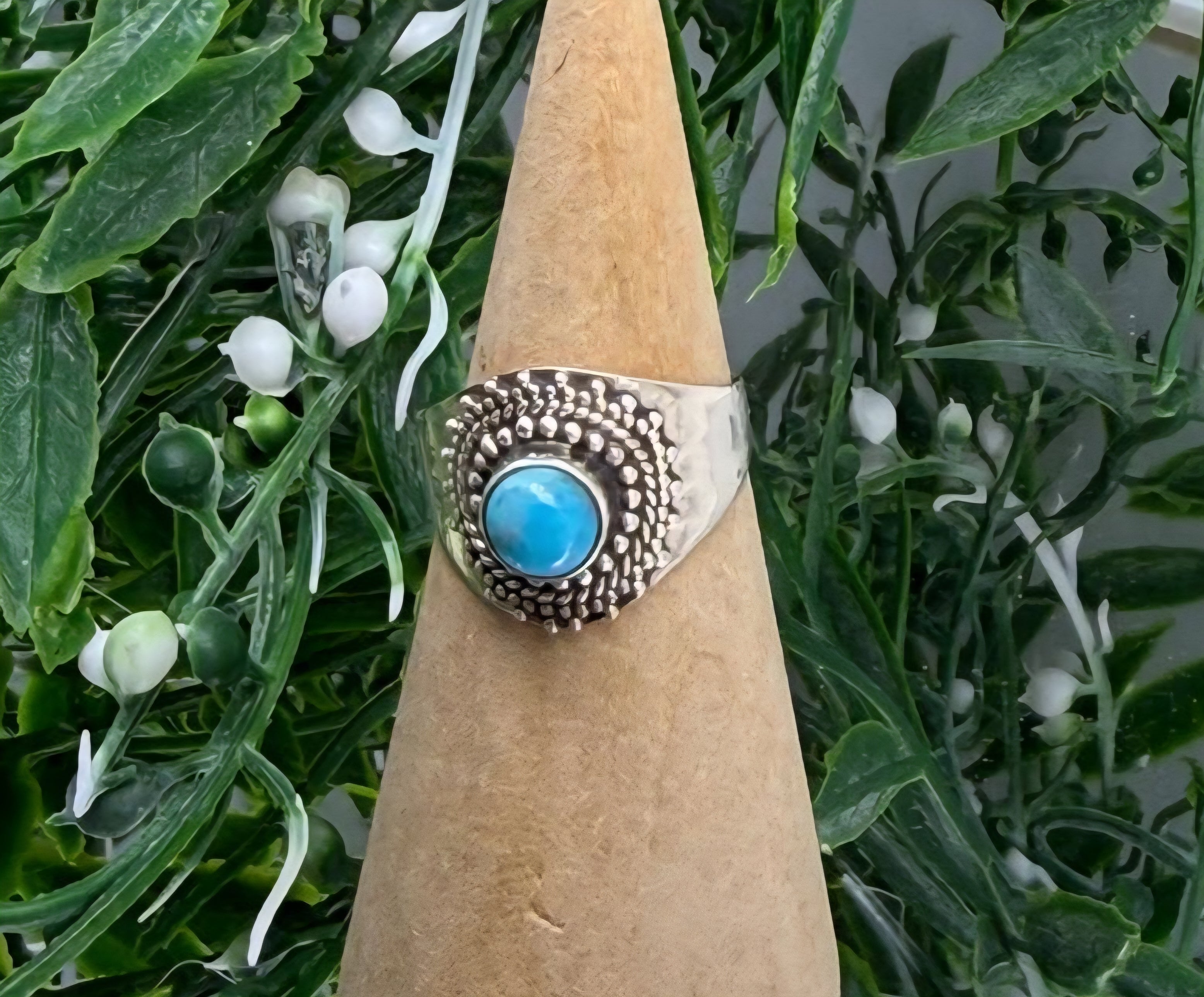 Blue Mohave Turquoise Guardian Ring – 925 Sterling Silver (Size 7) Crystal Wellness