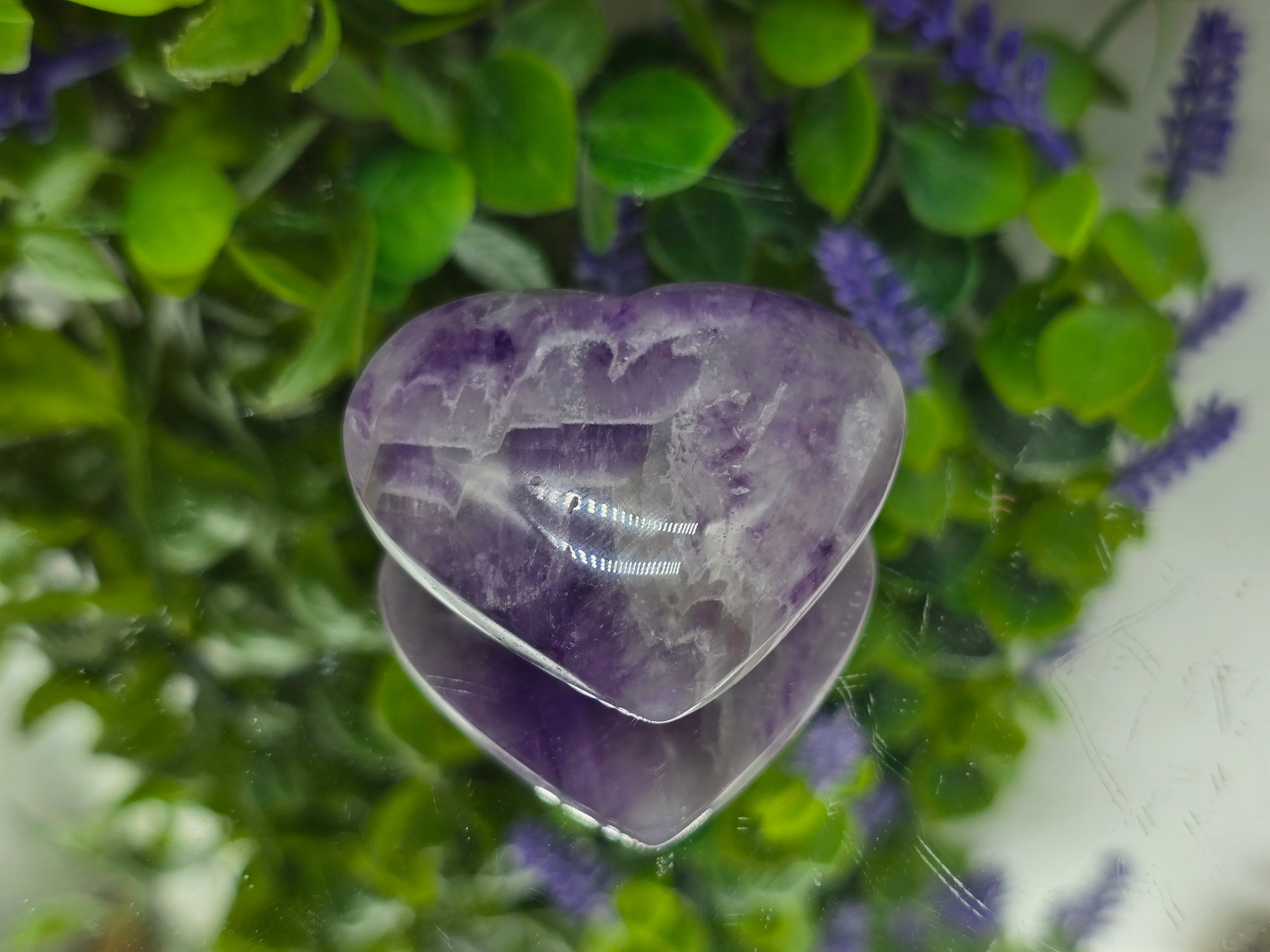 Chevron Amethyst Heart | Stone of Spiritual Wisdom, Inner Peace & Higher Awareness Crystal Wellness