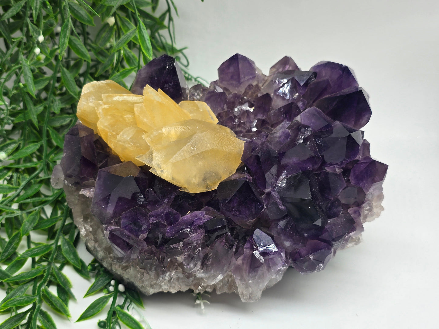 Yellow Calcite & Amethyst Crystal Fusion – Rare 3.5kg Collector’s Gem Crystal Wellness