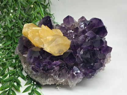 Yellow Calcite & Amethyst Crystal Fusion – Rare 3.5kg Collector’s Gem Crystal Wellness