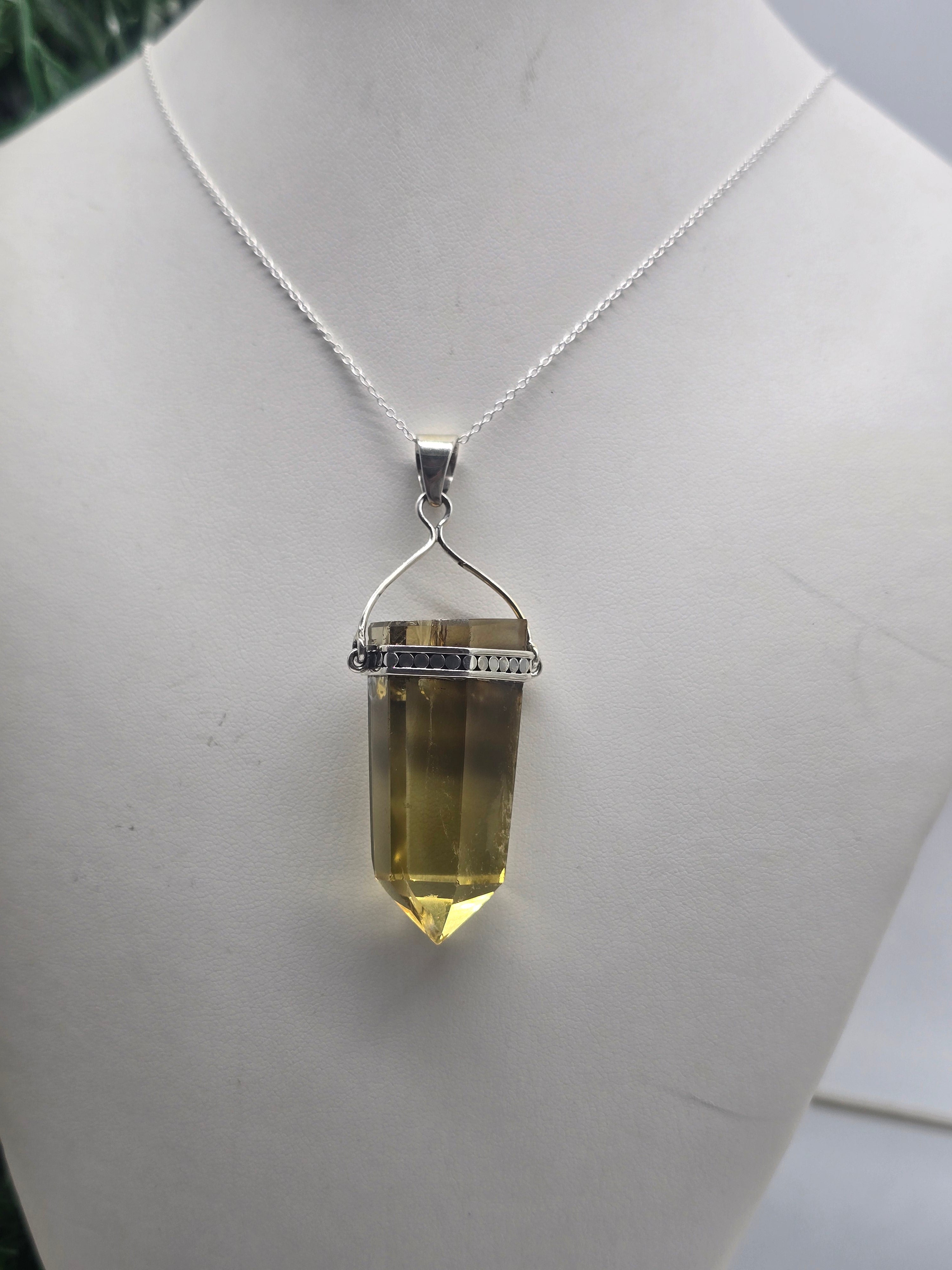 Genuine Natural Citrine Pendant in 925 Sterling Silver Crystal Wellness