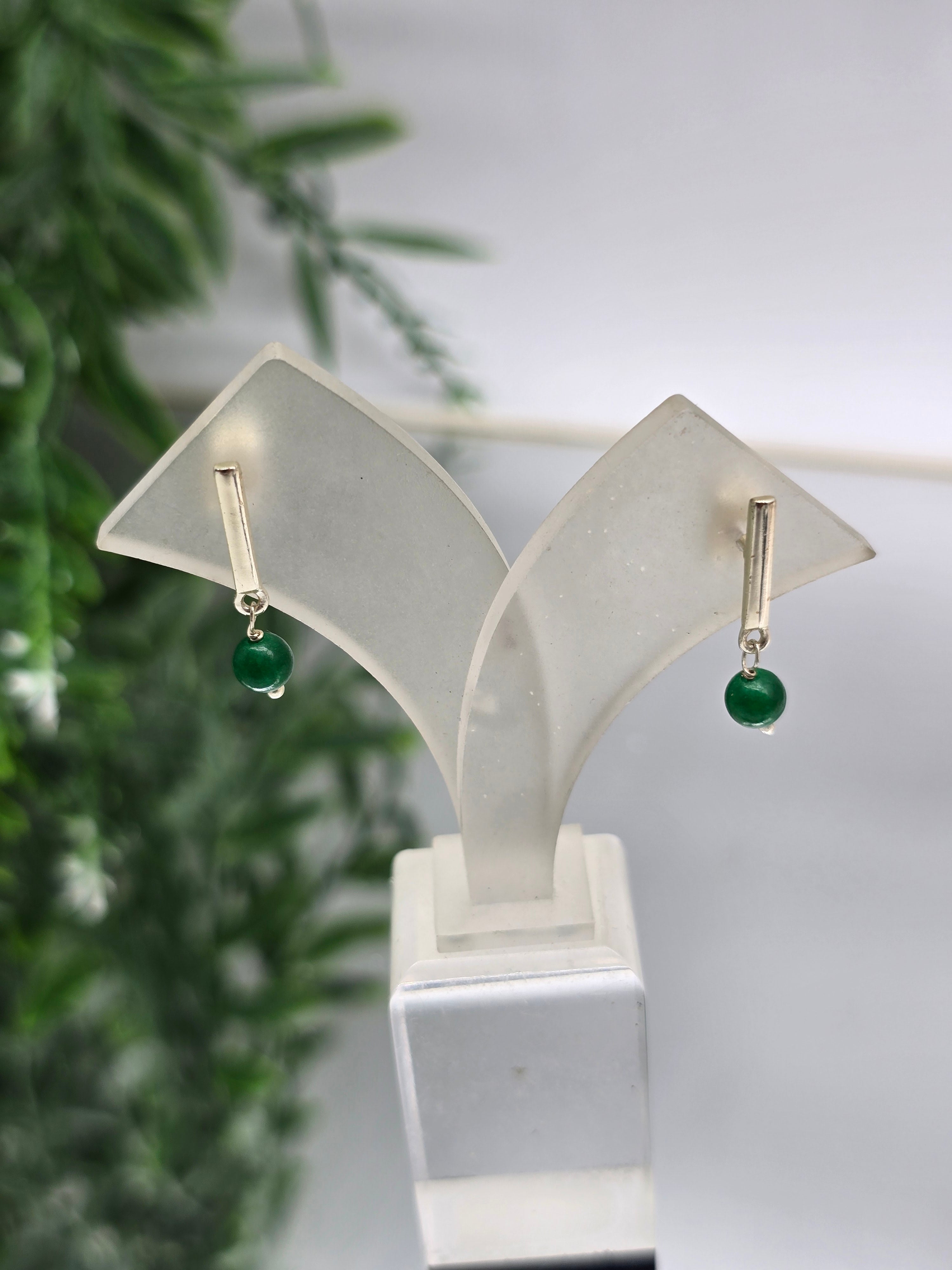 Green Onyx 925 Sterling Silver Stud Earrings – Balance & Inner Strength Crystal Wellness