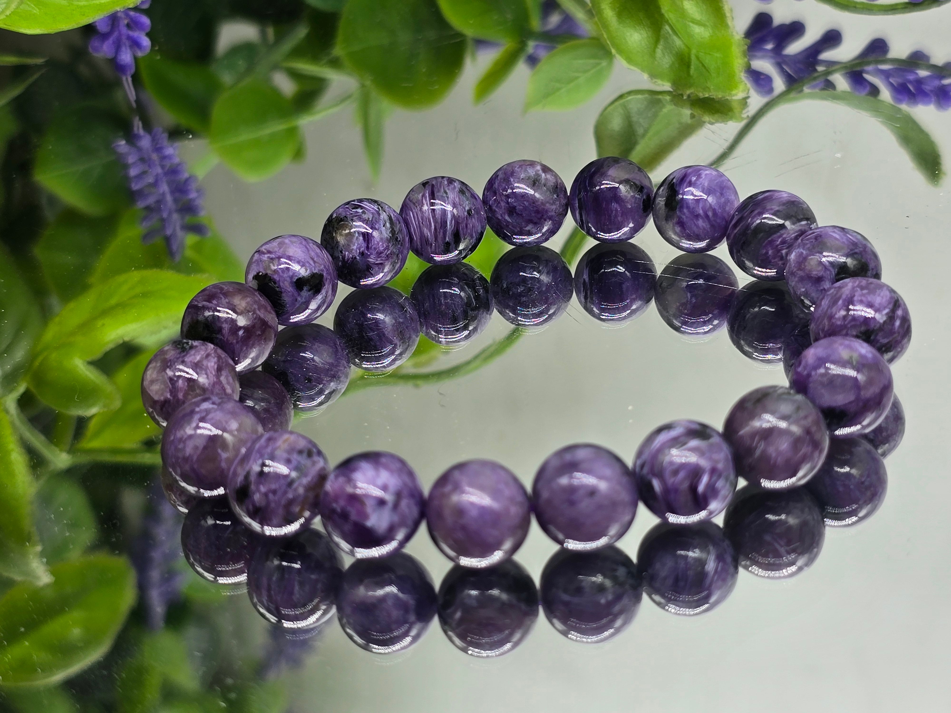 Dragon’s Soul Transformation – Charoite 10mm Bead Bracelet” Crystal Wellness