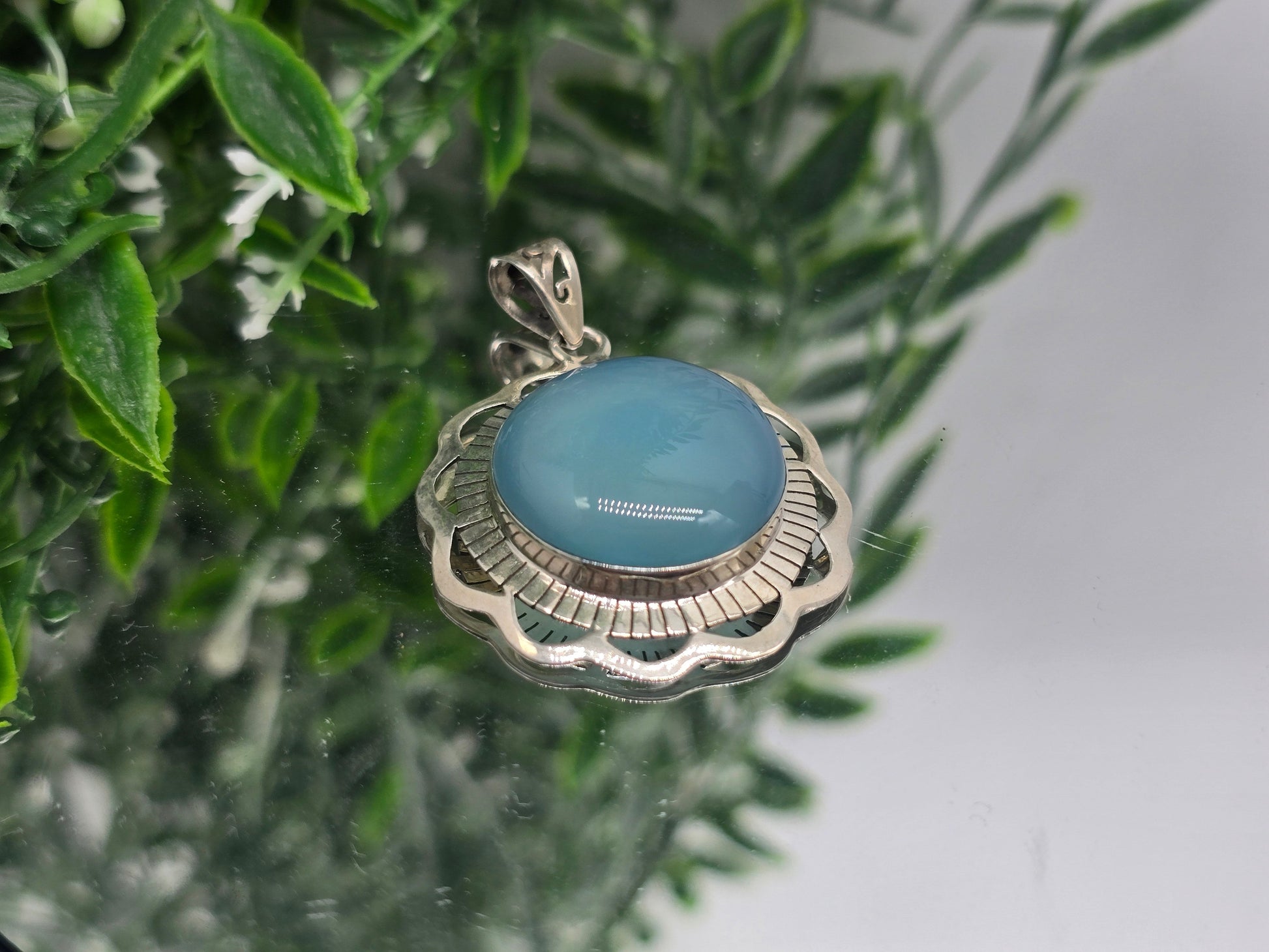 Blue Chalcedony 925 Silver Pendant – Harmony, Calm & Gentle Communication Crystal Wellness