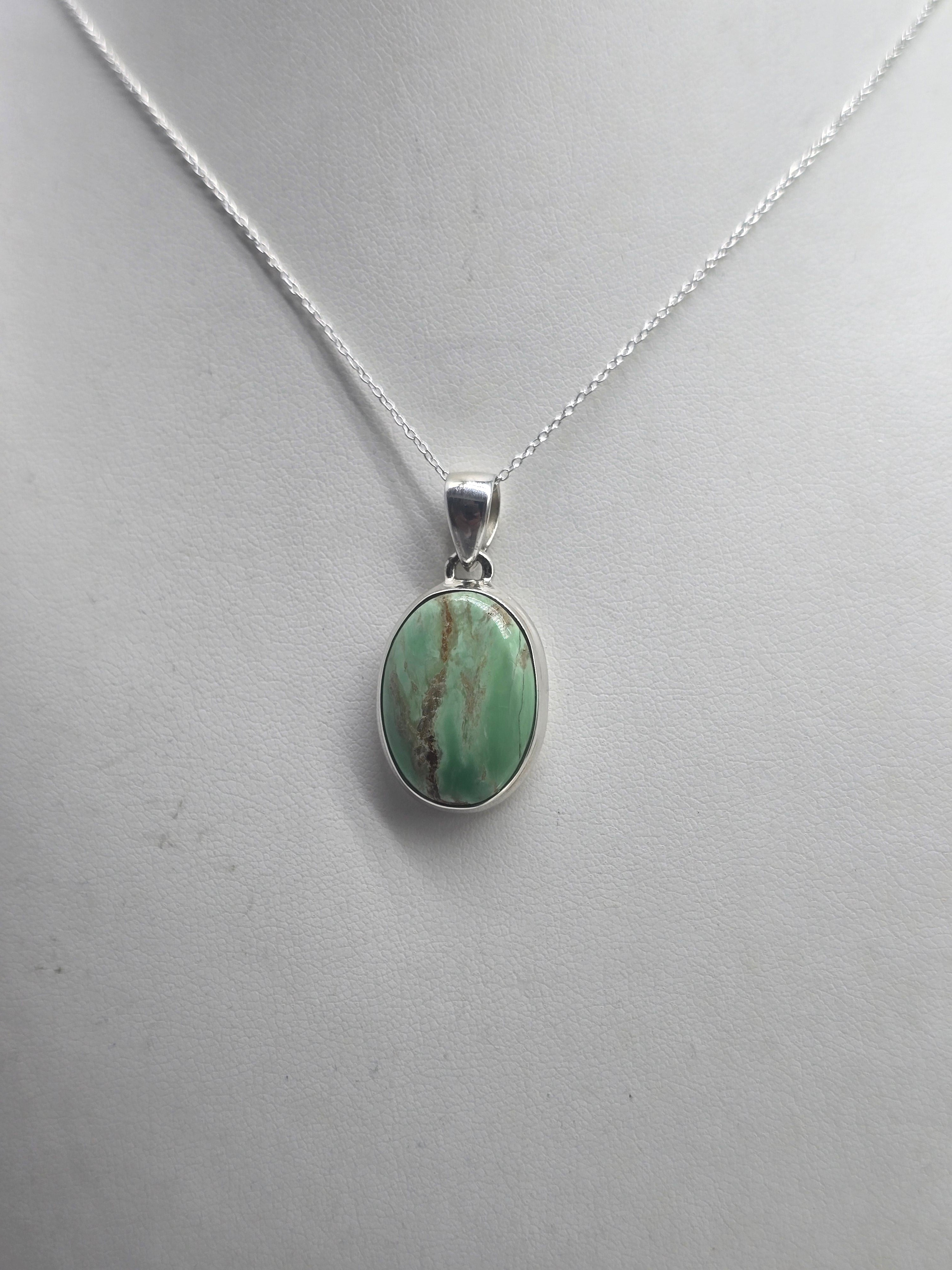 Variscite Tranquility Pendant 22x16mm – 925 Silver Chain Included Crystal Wellness