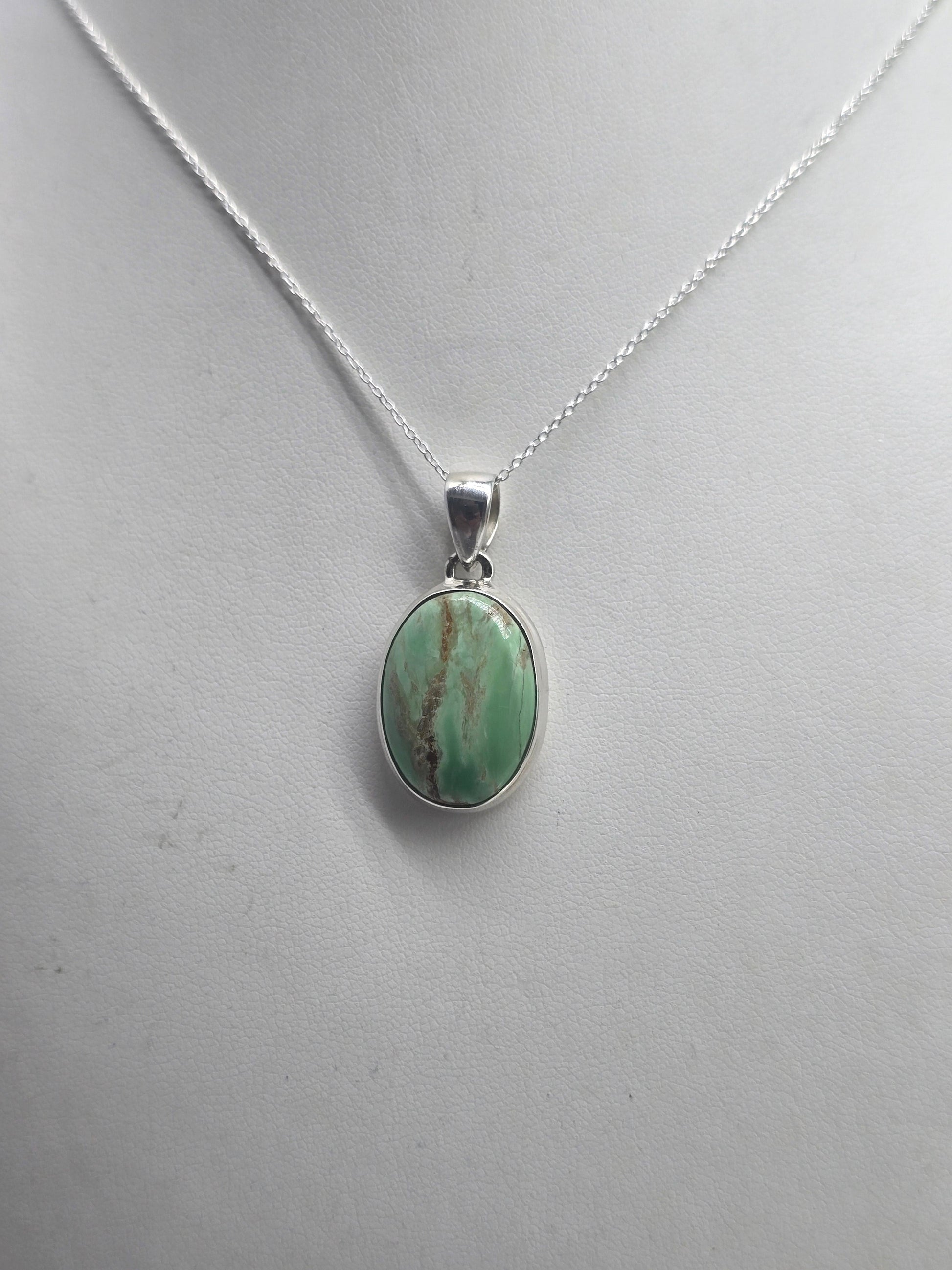 Variscite Tranquility Pendant 22x16mm – 925 Silver Chain Included Crystal Wellness